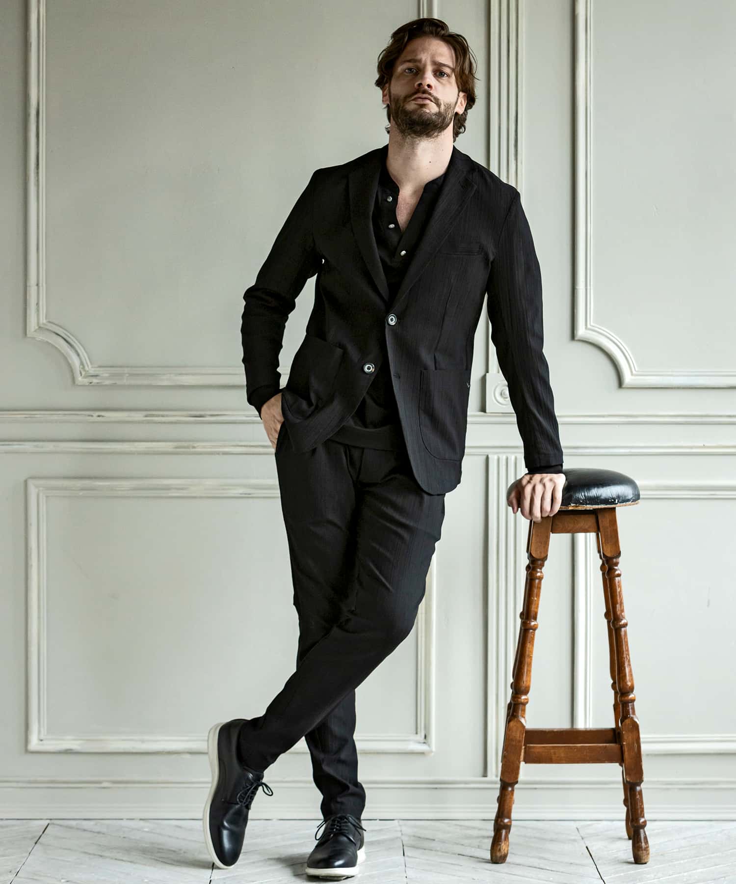 ウノ ピゥ ウノ ウグァーレ トレ リラックス 1PIU1UGUALE3 RELAX ダブルシルケットヘンリーネックロングTシャツ