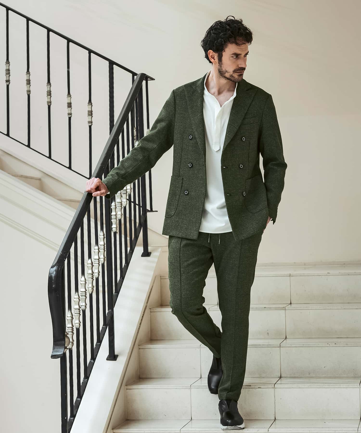 ウノ ピゥ ウノ ウグァーレ トレ リラックス 1PIU1UGUALE3 RELAX クラシックダブルジャケット (グリーン) グリーン