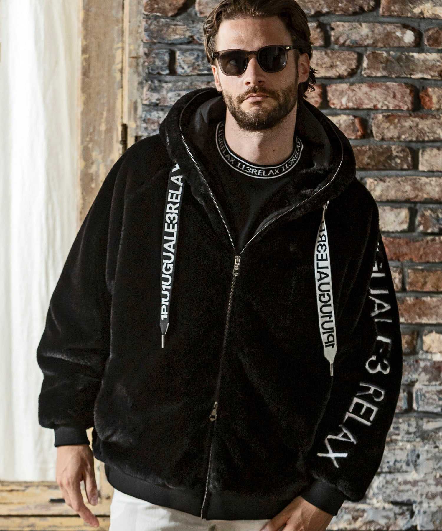 ウノ ピゥ ウノ ウグァーレ トレ リラックス 1PIU1UGUALE3 RELAX ワイドスピンドル袖ロゴファーブルゾン