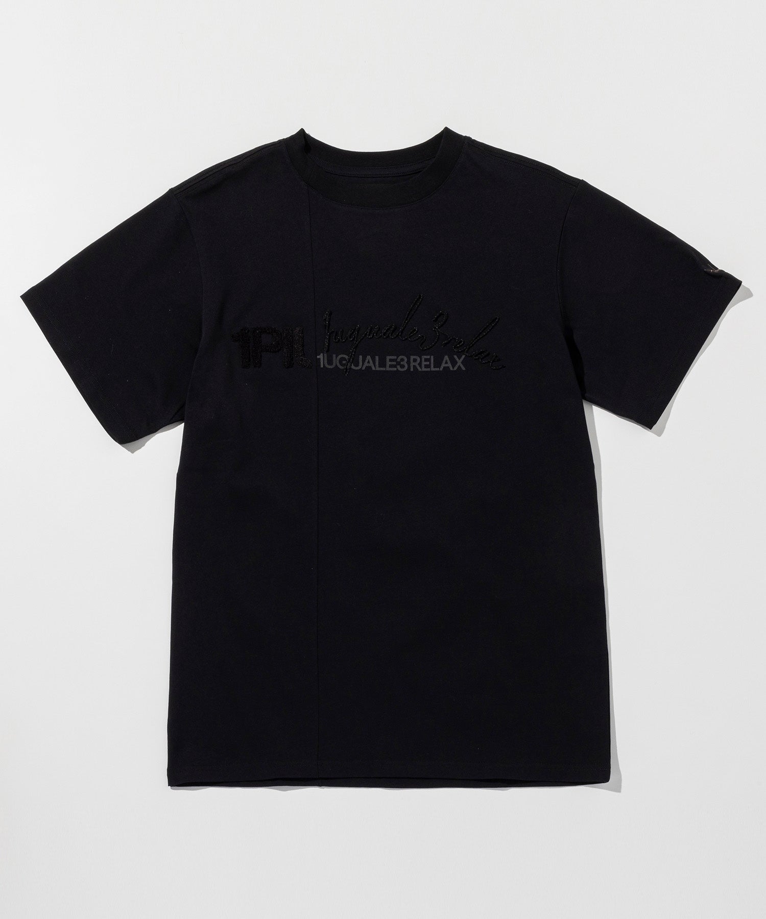 ウノ ピゥ ウノ ウグァーレ トレ リラックス 1PIU1UGUALE3 RELAX スウィッチングロゴ スマートシルエット シルケット生地 半袖Tシャツ (ブラック) ブラック