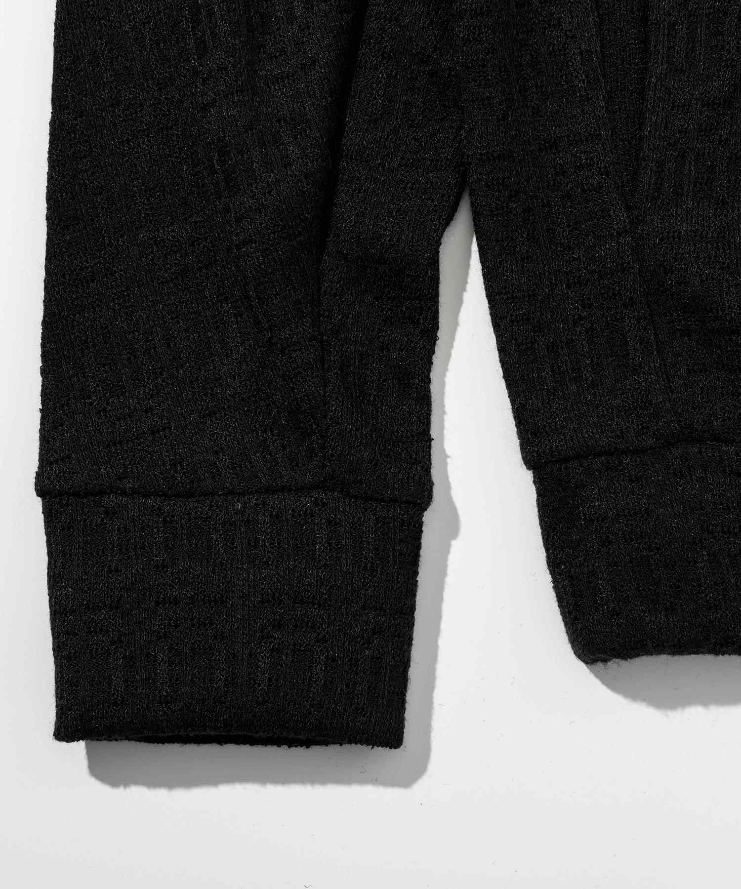 ウノ ピゥ ウノ ウグァーレ トレ リラックス 1PIU1UGUALE3 RELAX ブラックジャガード ストレッチ ジップアップパーカー (軽量/通気性) (ブラック) ブラック