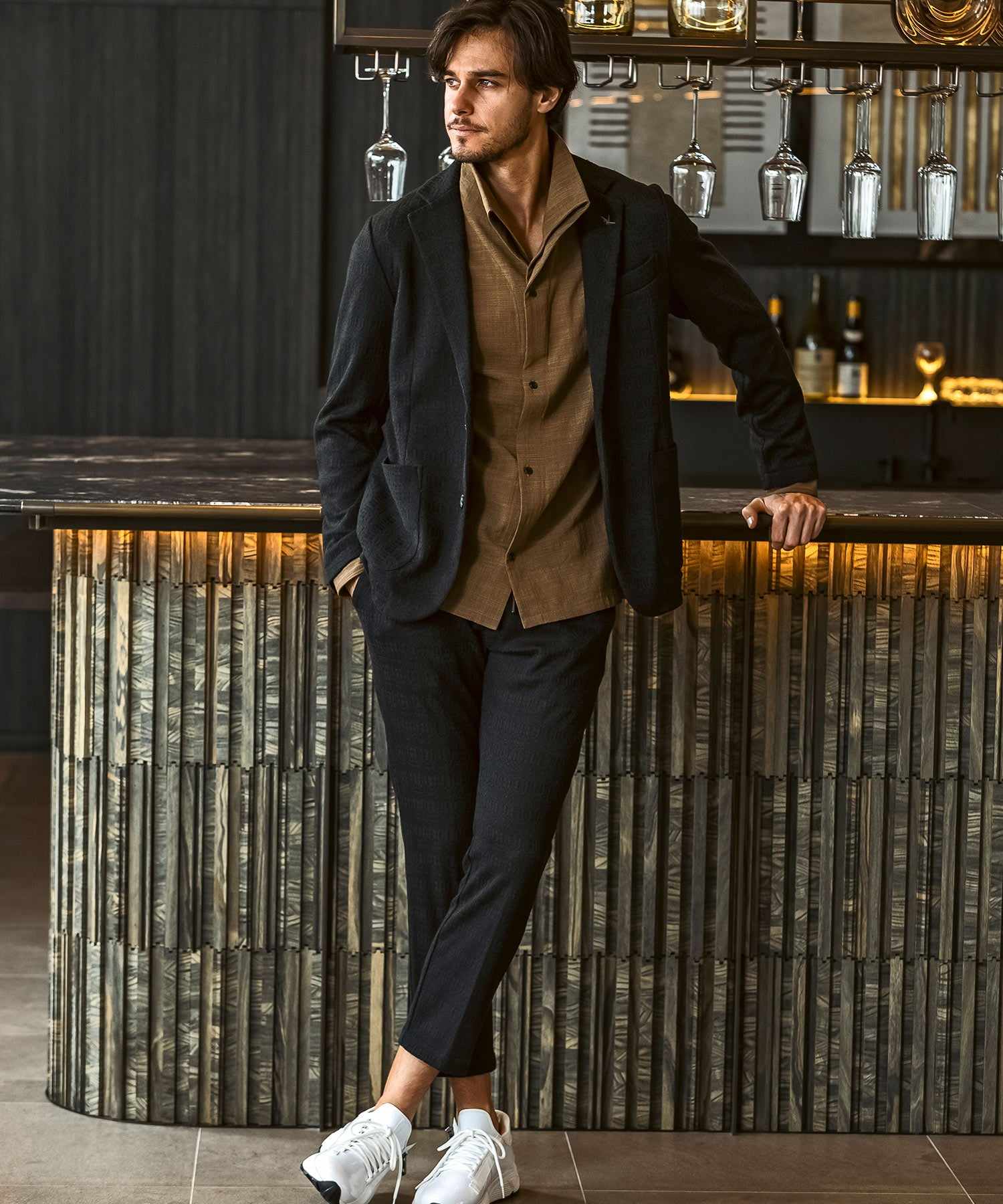 ウノ ピゥ ウノ ウグァーレ トレ リラックス 1PIU1UGUALE3 RELAX ブラックジャガード リラックス スラックス ロングパンツ (ストレッチ/軽量) (ブラック) ブラック