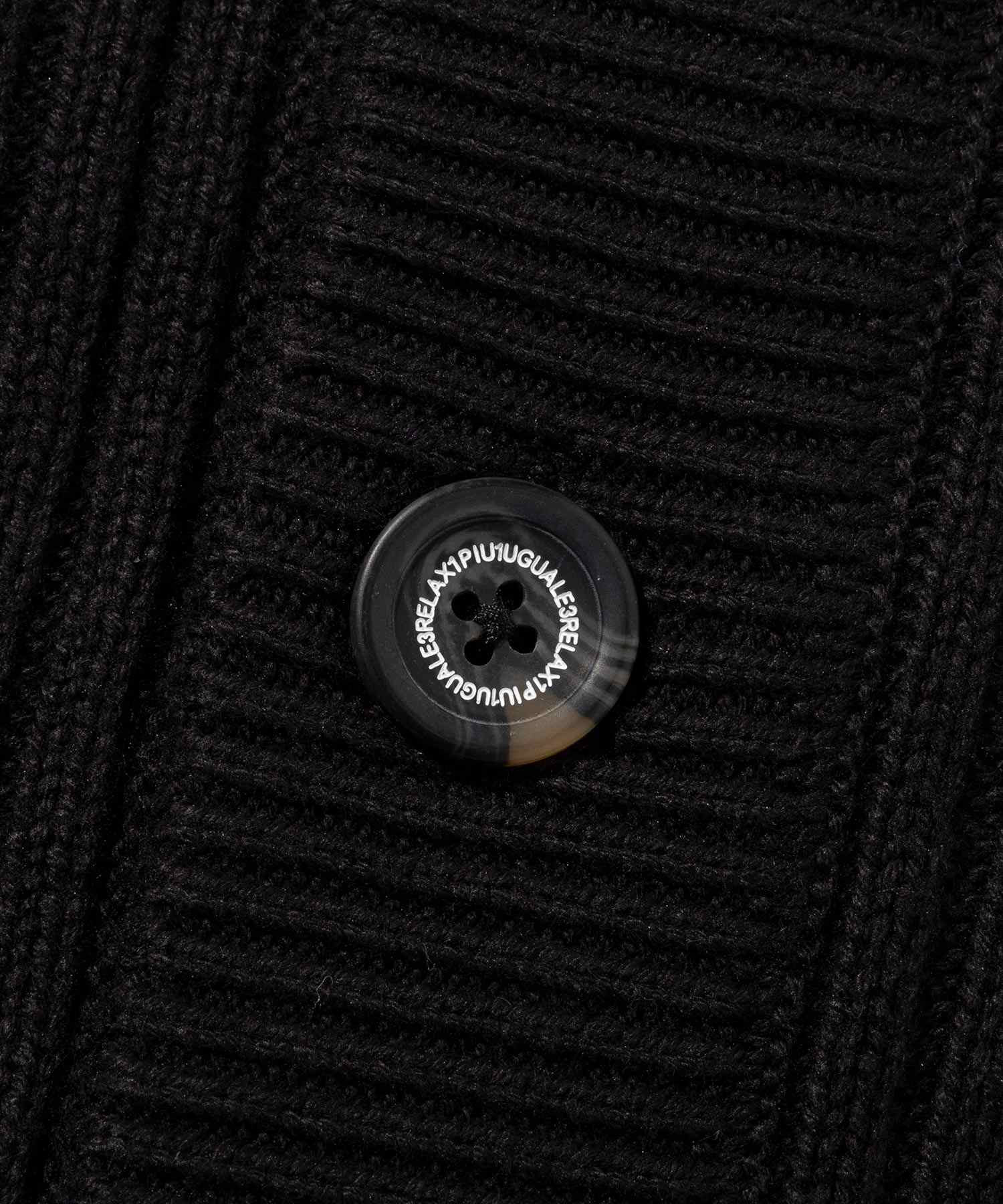 ウノ ピゥ ウノ ウグァーレ トレ リラックス 1PIU1UGUALE3 RELAX センターリブ ヘビーウェイト ニットカーディガン (ブラック) ブラック