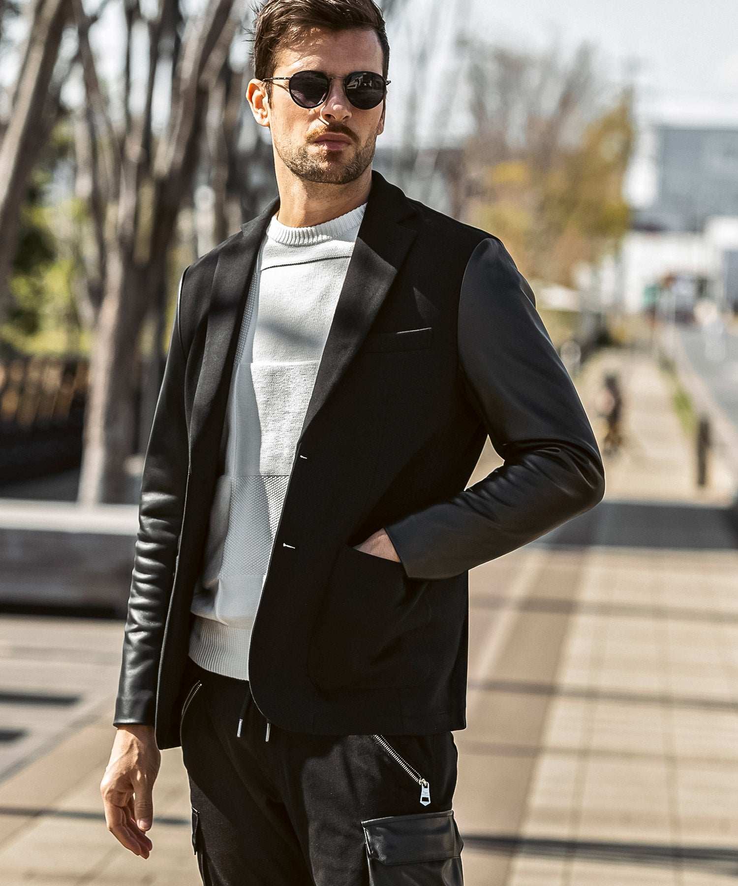 ウノ ピゥ ウノ ウグァーレ トレ リラックス 1PIU1UGUALE3 RELAX ブロックパターン ヘビーウェイト クルーネックニット (ホワイト) ホワイト