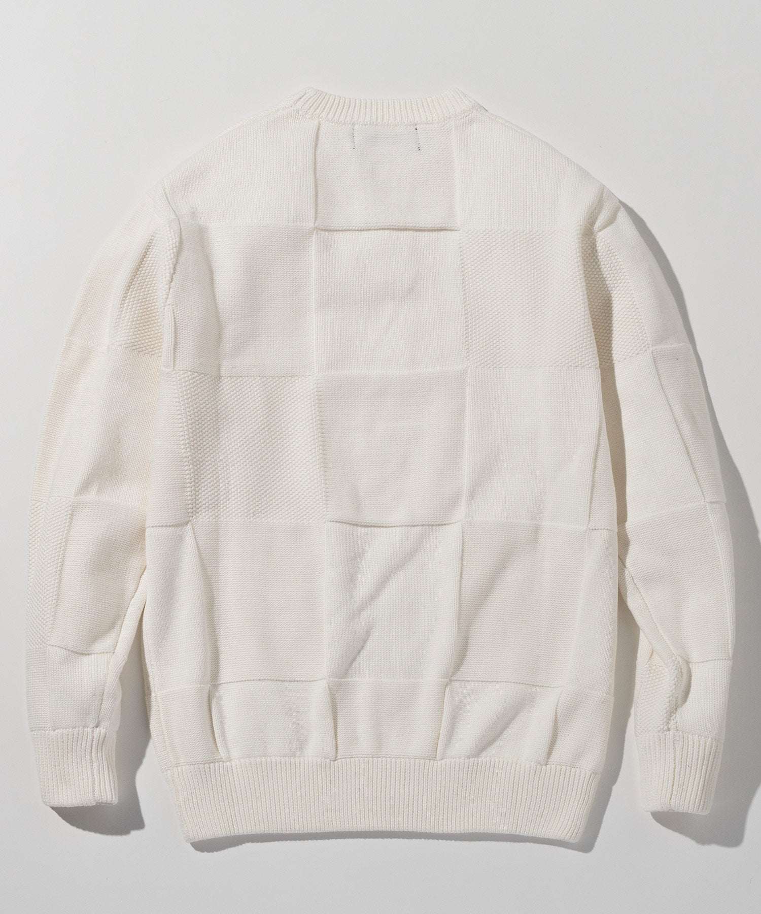 ウノ ピゥ ウノ ウグァーレ トレ リラックス 1PIU1UGUALE3 RELAX ブロックパターン ヘビーウェイト クルーネックニット (ホワイト) ホワイト