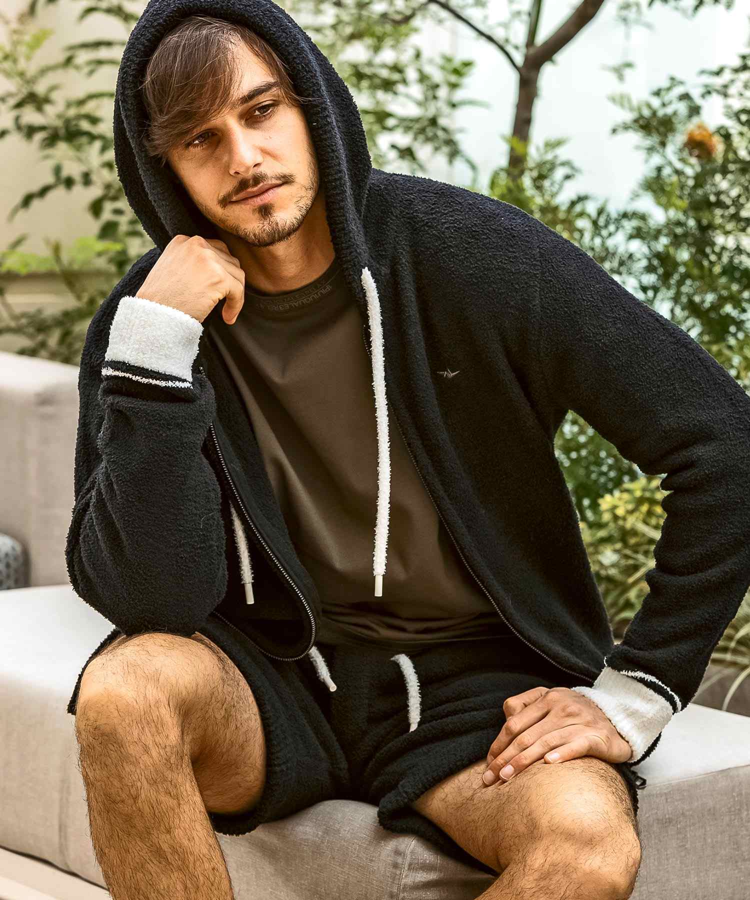 ウノ ピゥ ウノ ウグァーレ トレ リラックス 1PIU1UGUALE3 RELAX バイカラー ニットショーツ(保温性/伸縮性) (ブラック) ブラック