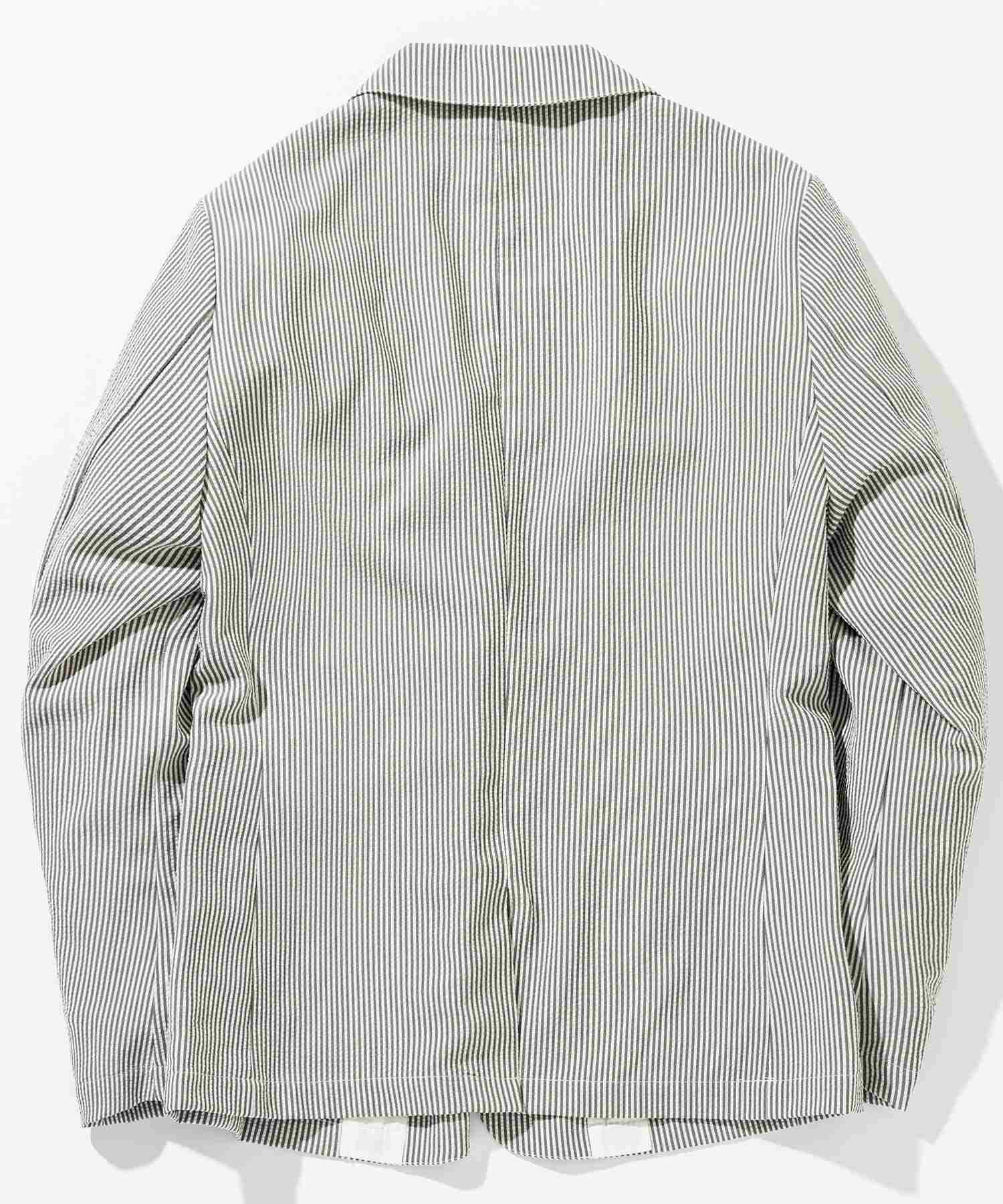 エイケイエムコンテンポラリー AKM Contemporary 【WEB・直営店限定】ピンストライプ シアサッカージャケット テーラードジャケット (ブラック×ホワイト) ブラック×ホワイト