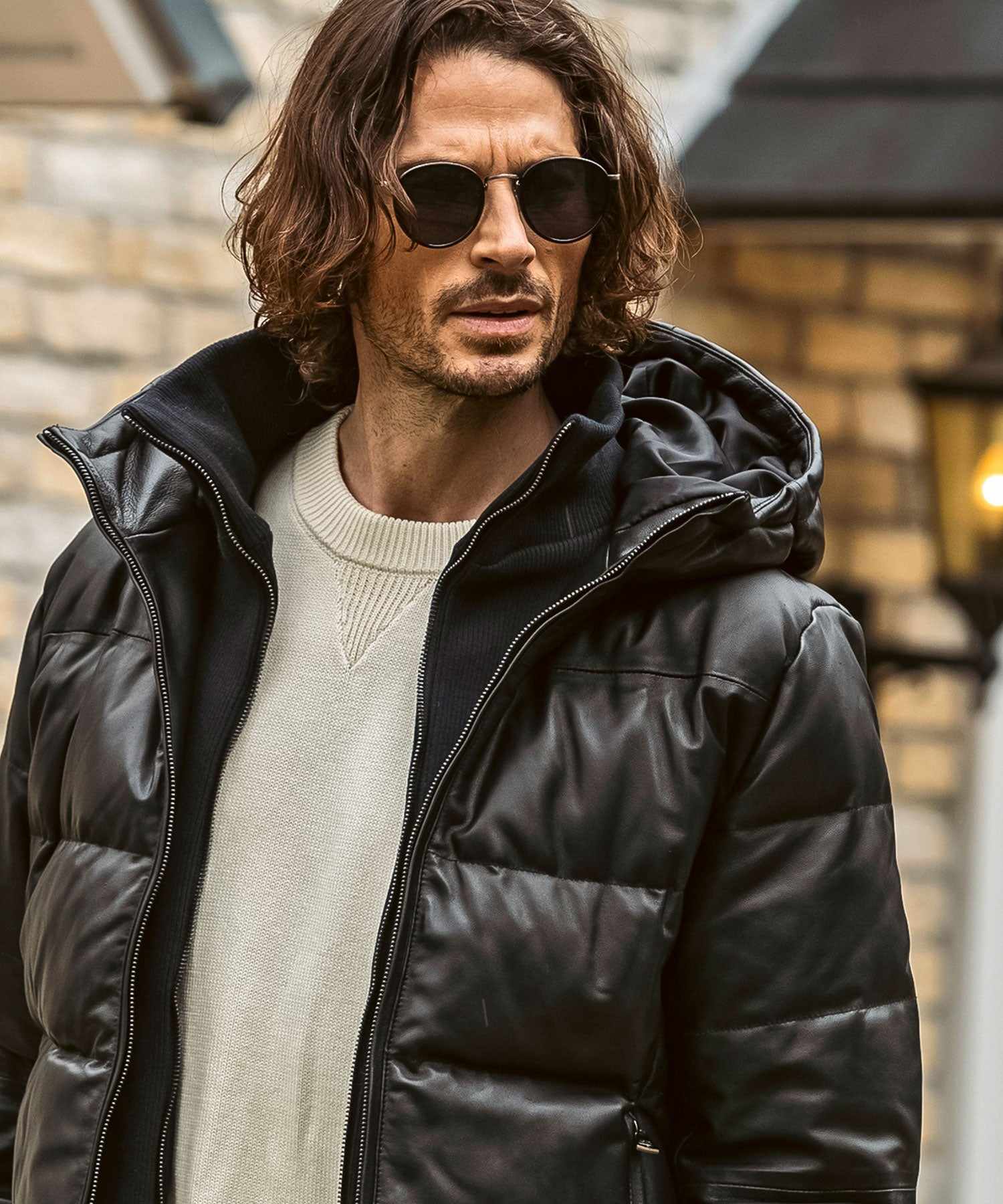 エイケイエムコンテンポラリー AKM Contemporary キルティング レザーレイヤード ダウンジャケット(保温性/防風性) (ブラック) ブラック