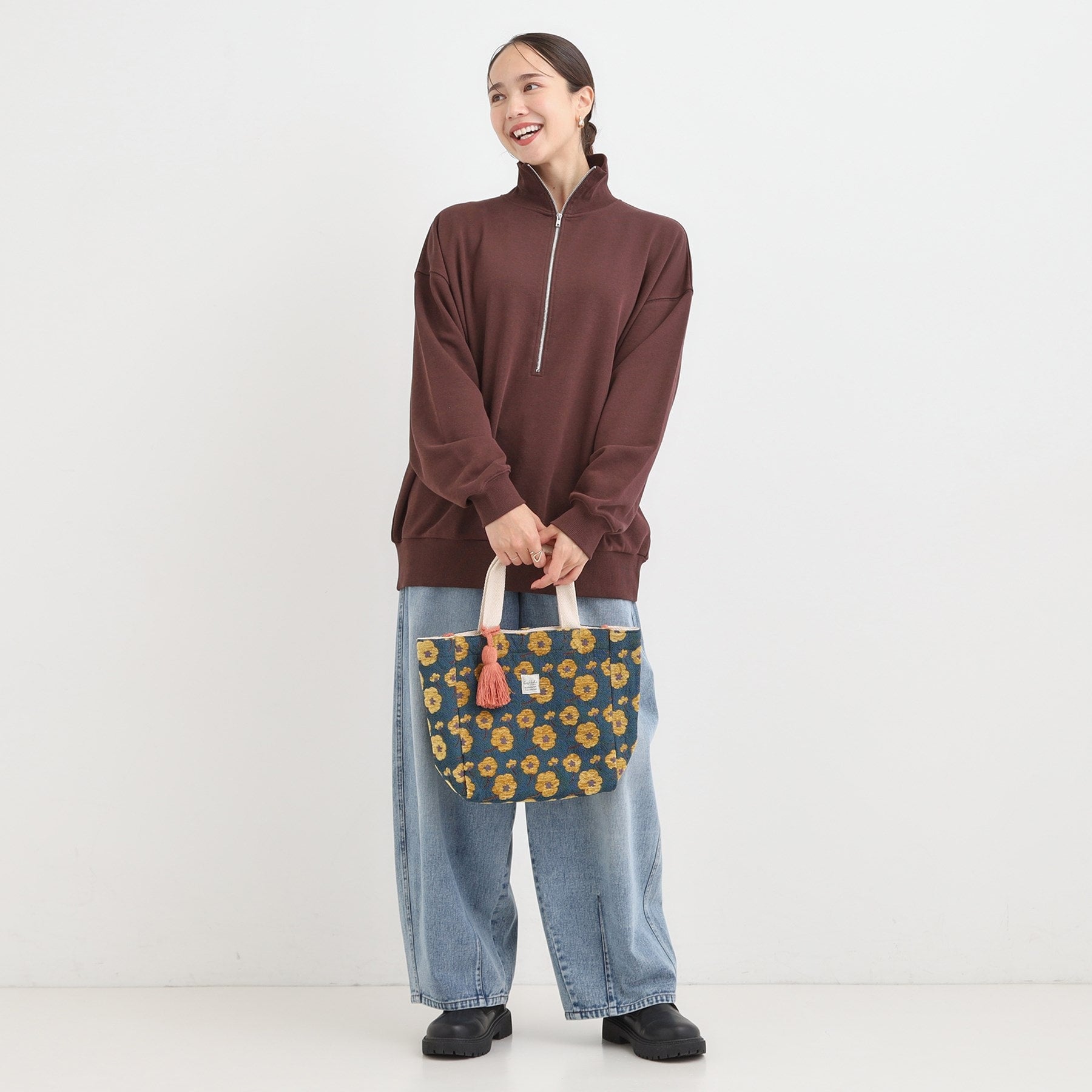 シューラルー SHOO・LA・RUE インド製ジャカードランチトートバッグ (ライトグレー(411)) ライトグレー(411)