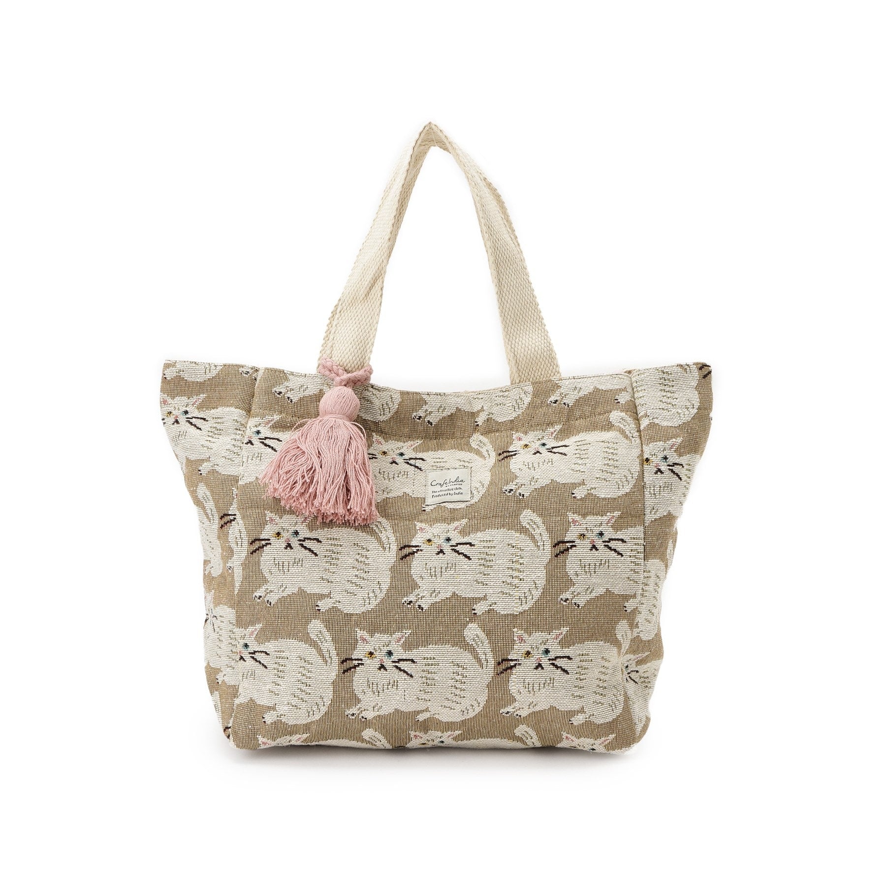 シューラルー SHOO・LA・RUE インド製ジャカードランチトートバッグ (ベージュ(452)) ベージュ(452)