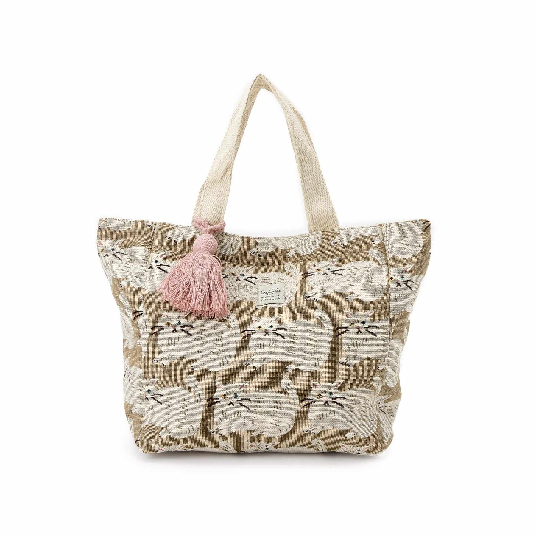 シューラルー SHOO・LA・RUE インド製ジャカードランチトートバッグ (ベージュ(452)) ベージュ(452)