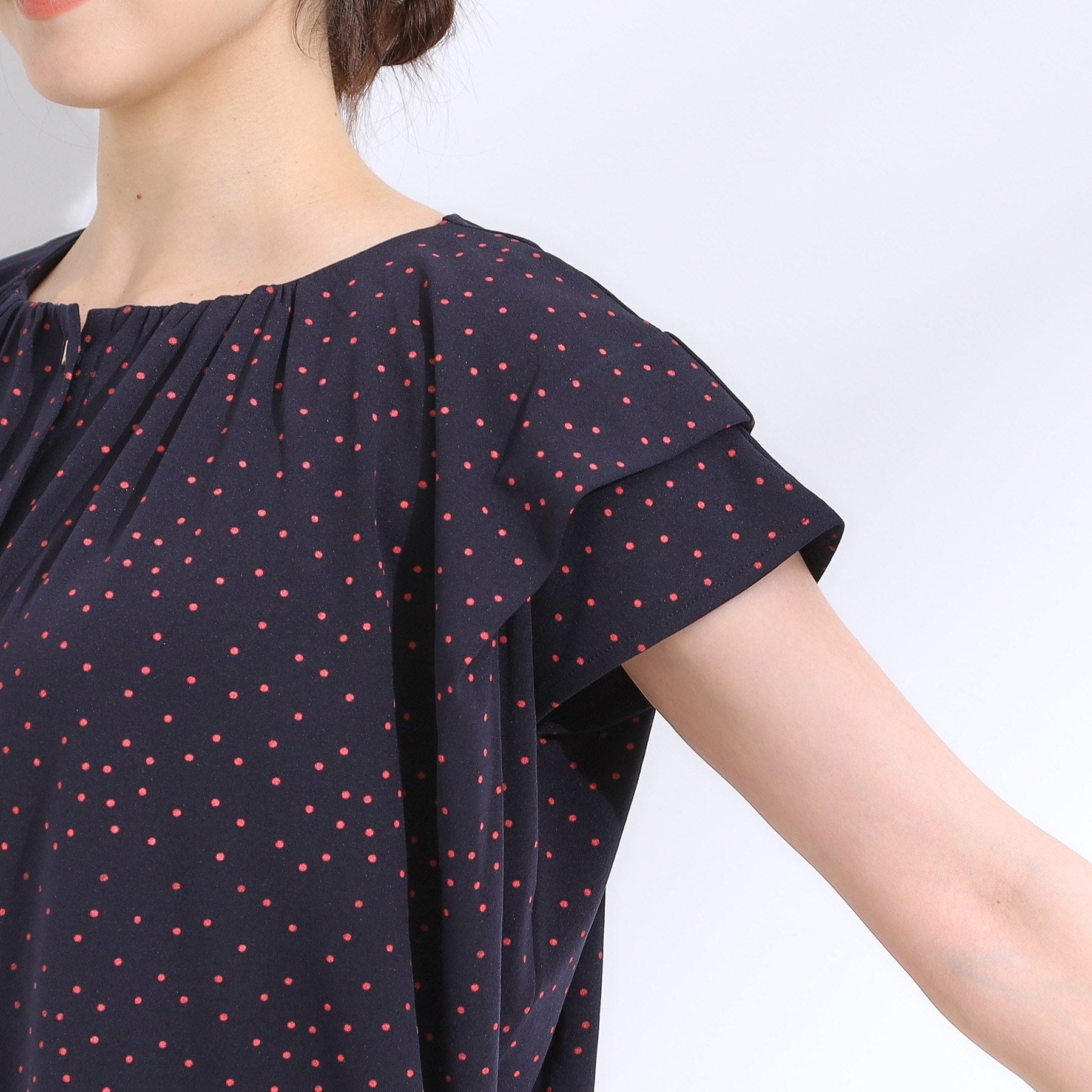 シューラルー SHOO・LA・RUE 【シューアイス】ドット柄デザイントップス (ブラック(619)) ブラック(619)