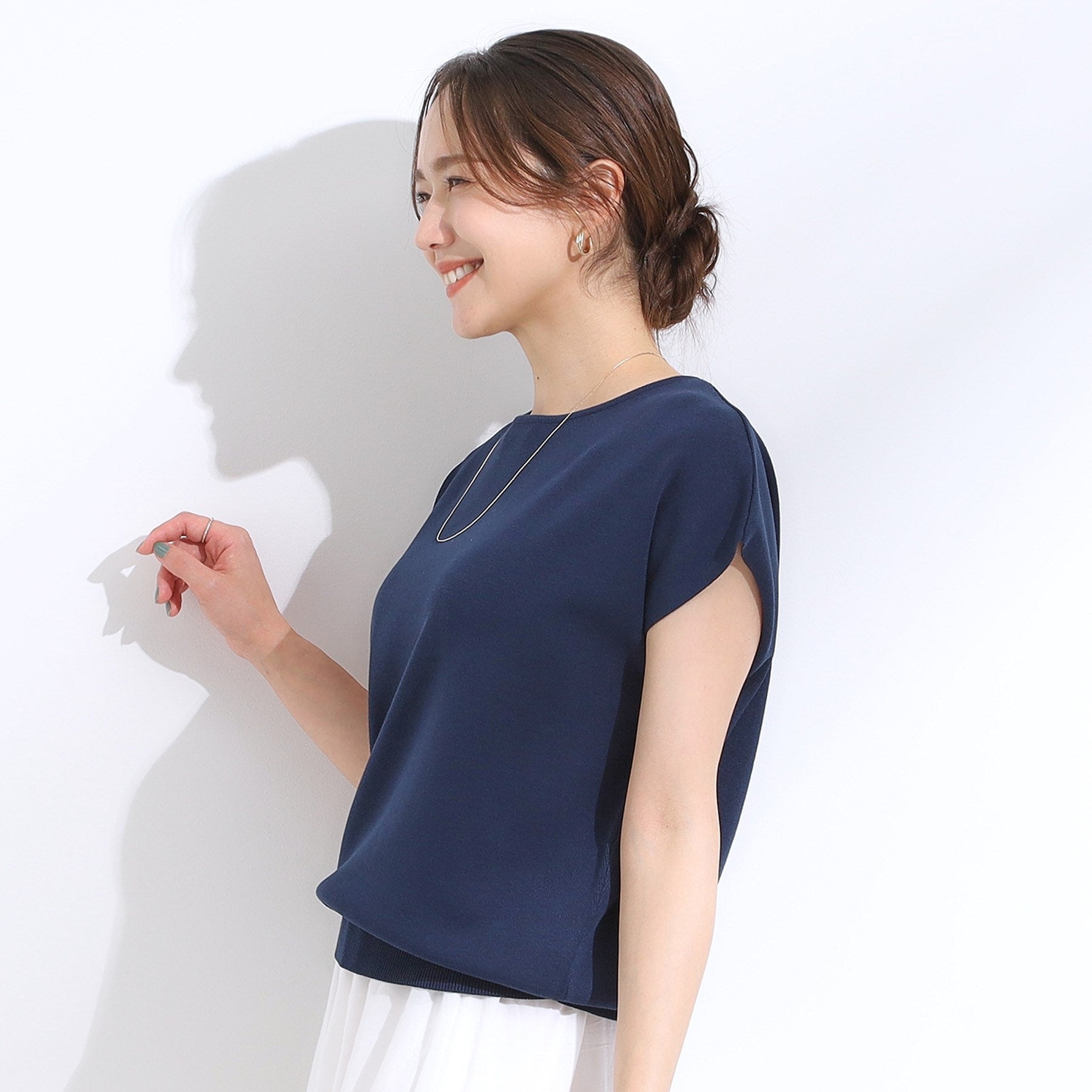シューラルー SHOO・LA・RUE 【シューアイス/洗える】総針フレンチニット (ネイビー(094)) ネイビー(094)