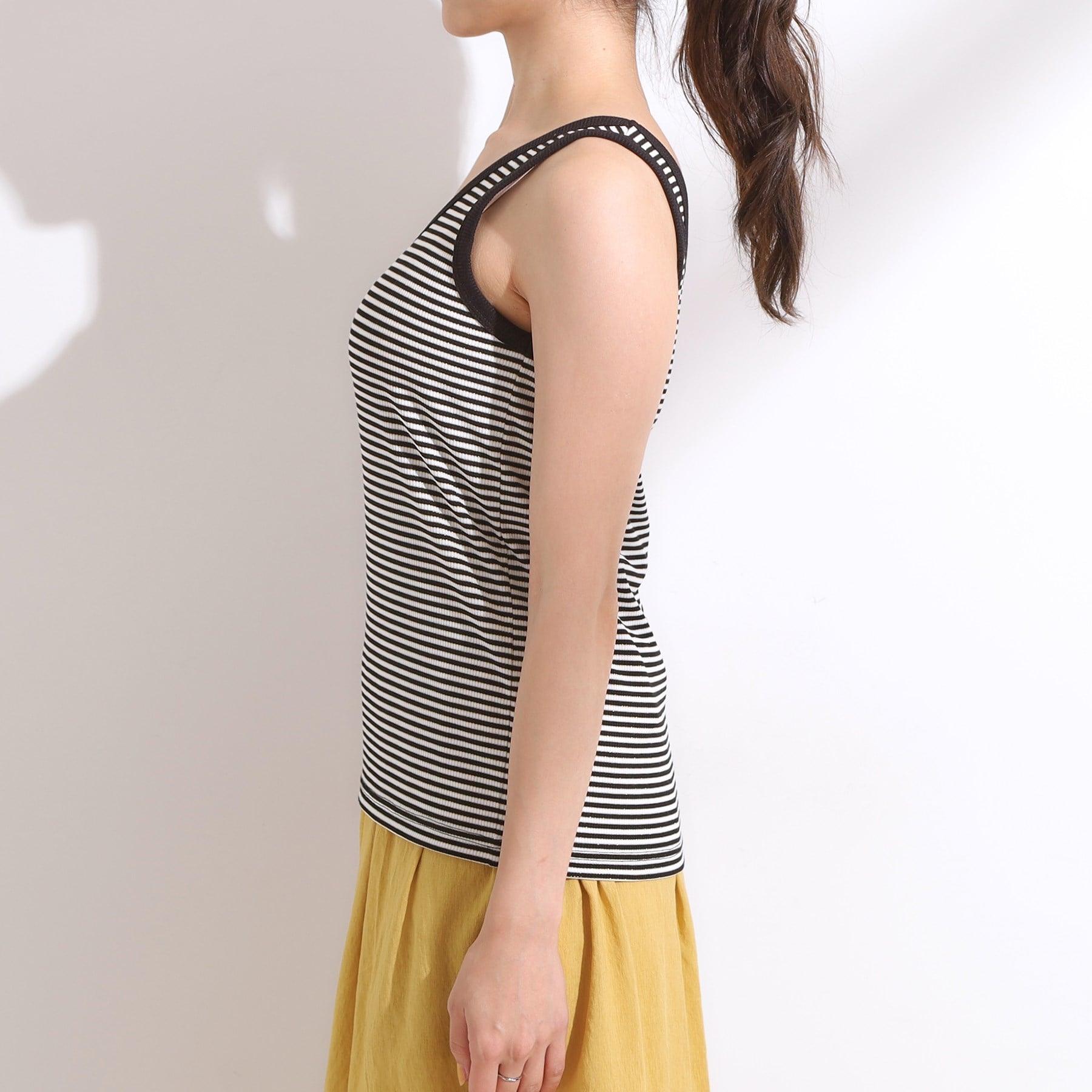 シューラルー SHOO・LA・RUE テレコタンクトップ (ブラック(019)) ブラック(019)