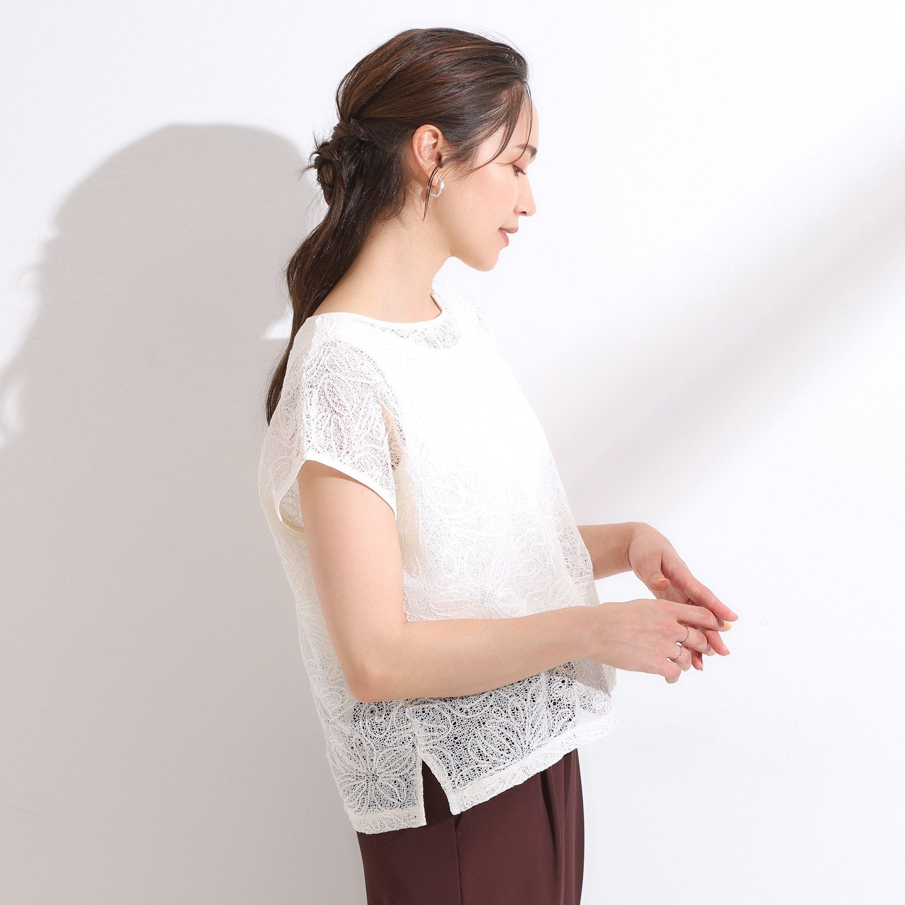 シューラルー SHOO・LA・RUE 【2点セット】刺繍レーストップス (アイボリー(004)) アイボリー(004)