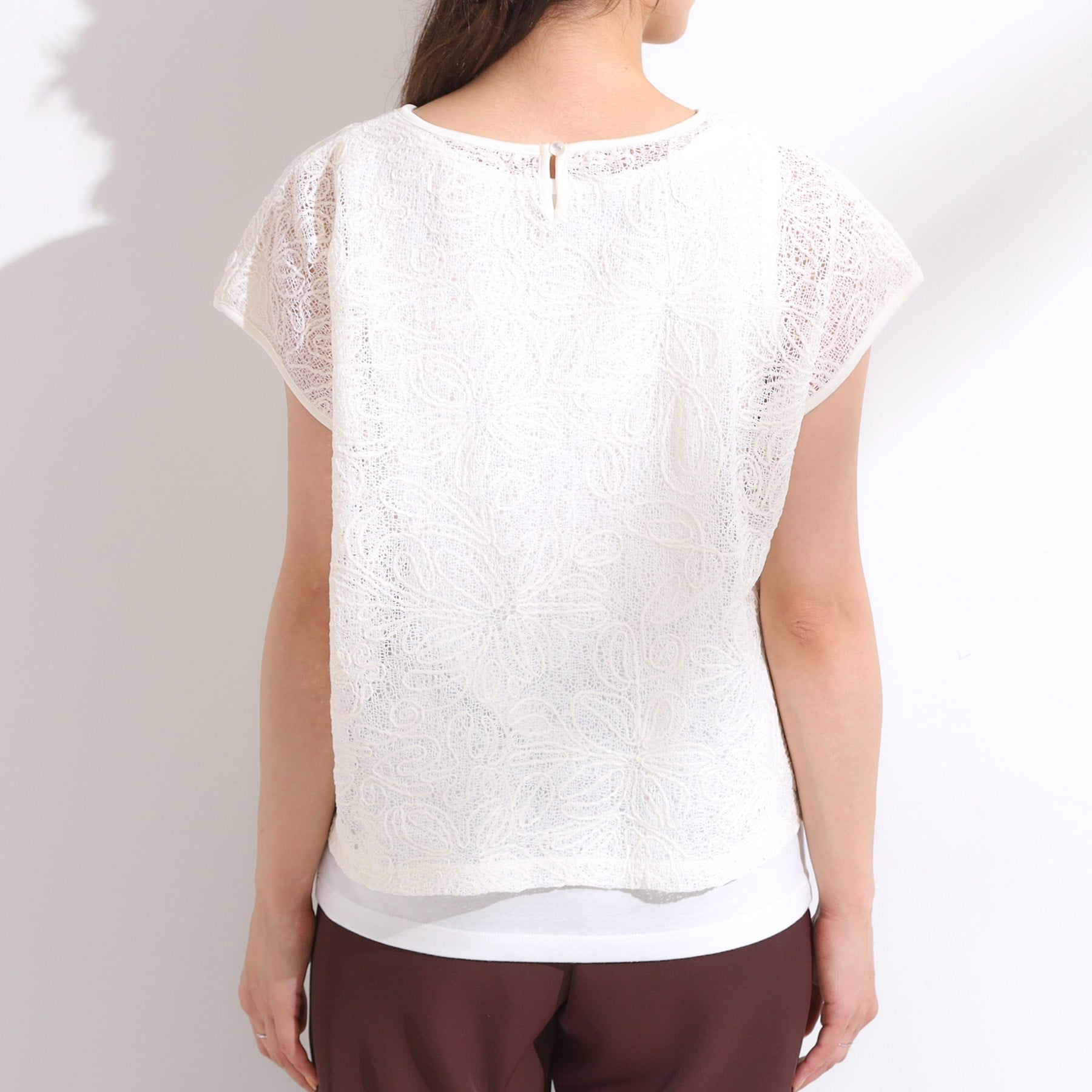 シューラルー SHOO・LA・RUE 【2点セット】刺繍レーストップス (アイボリー(004)) アイボリー(004)