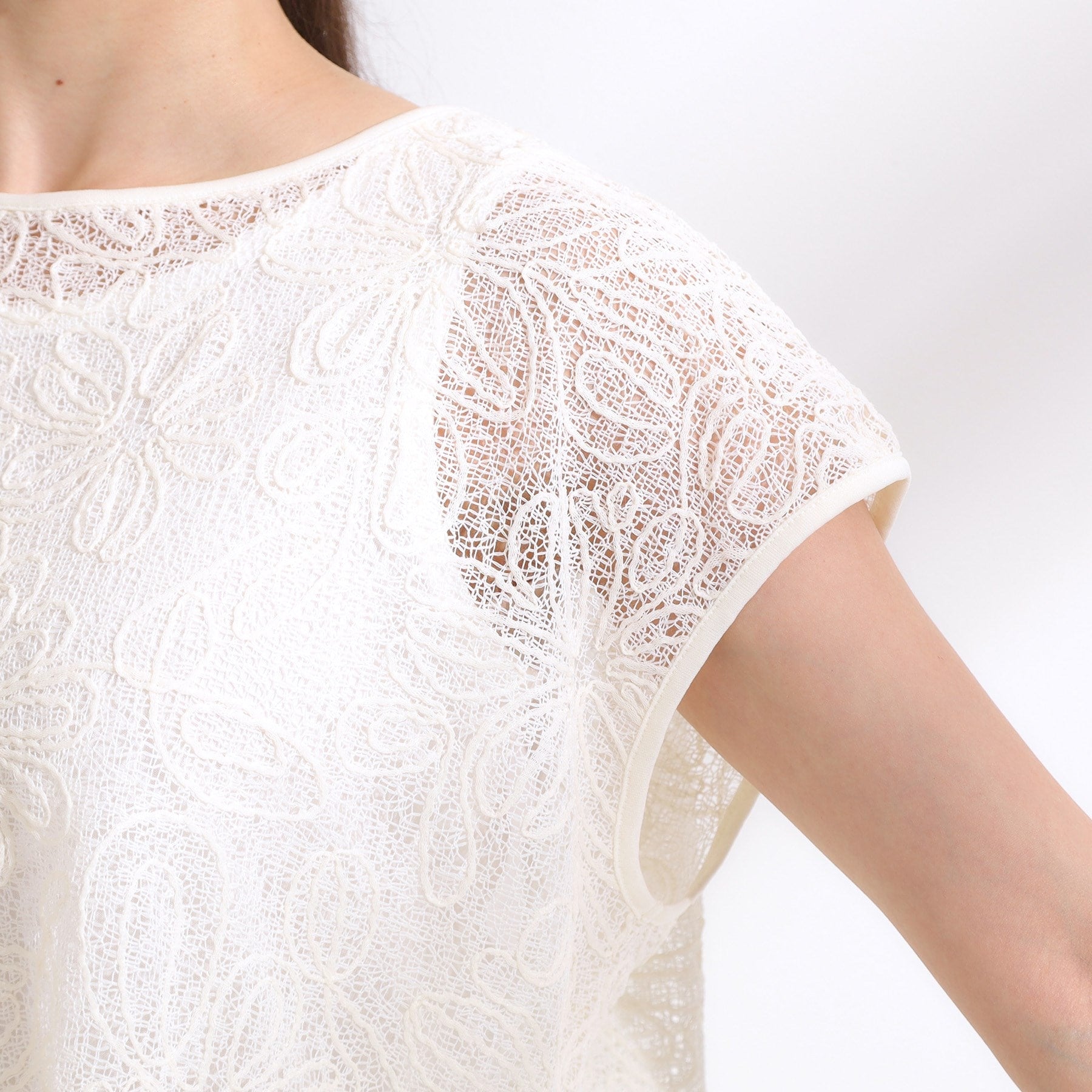 シューラルー SHOO・LA・RUE 【2点セット】刺繍レーストップス (アイボリー(004)) アイボリー(004)