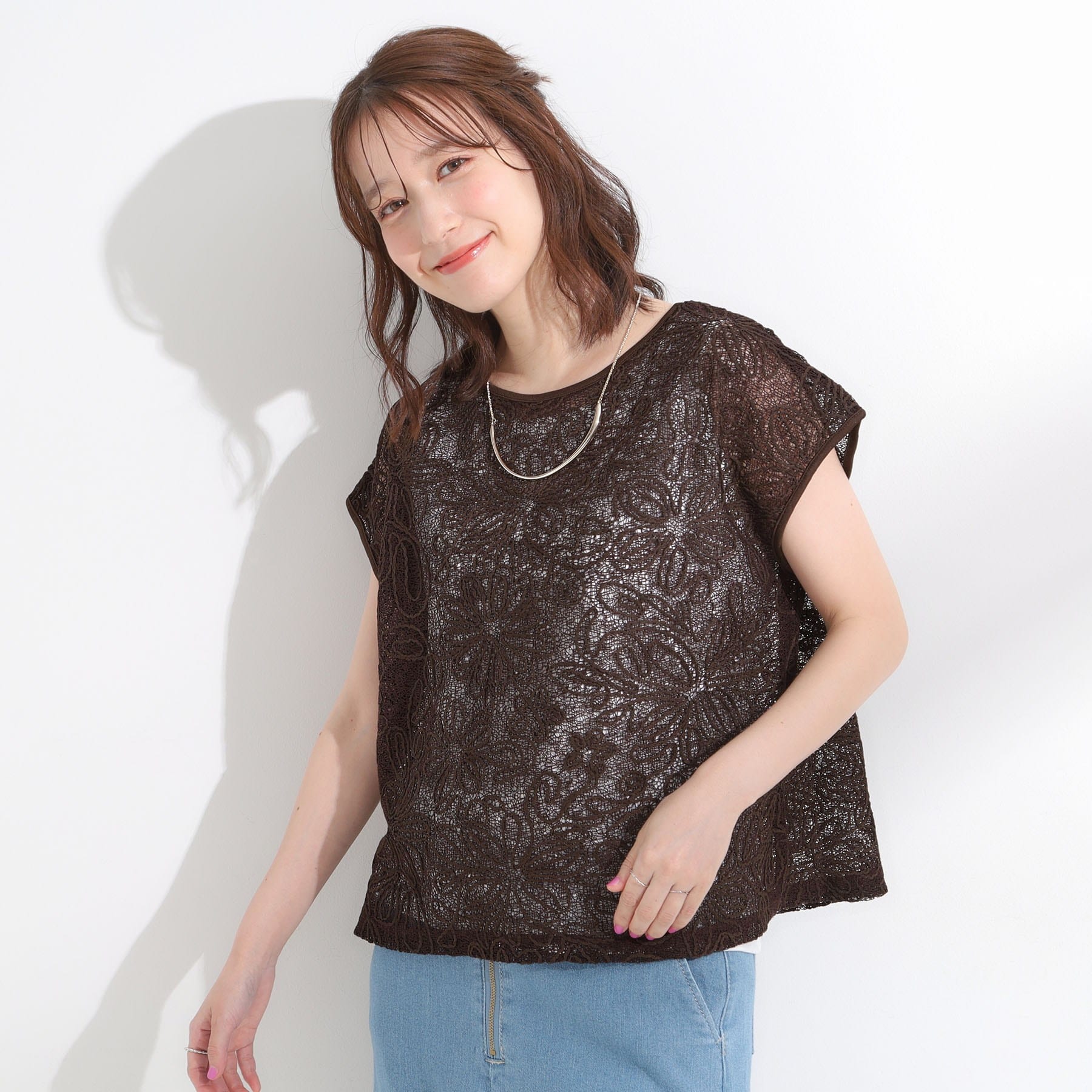 シューラルー SHOO・LA・RUE 【2点セット】刺繍レーストップス (アイボリー(004)) アイボリー(004)