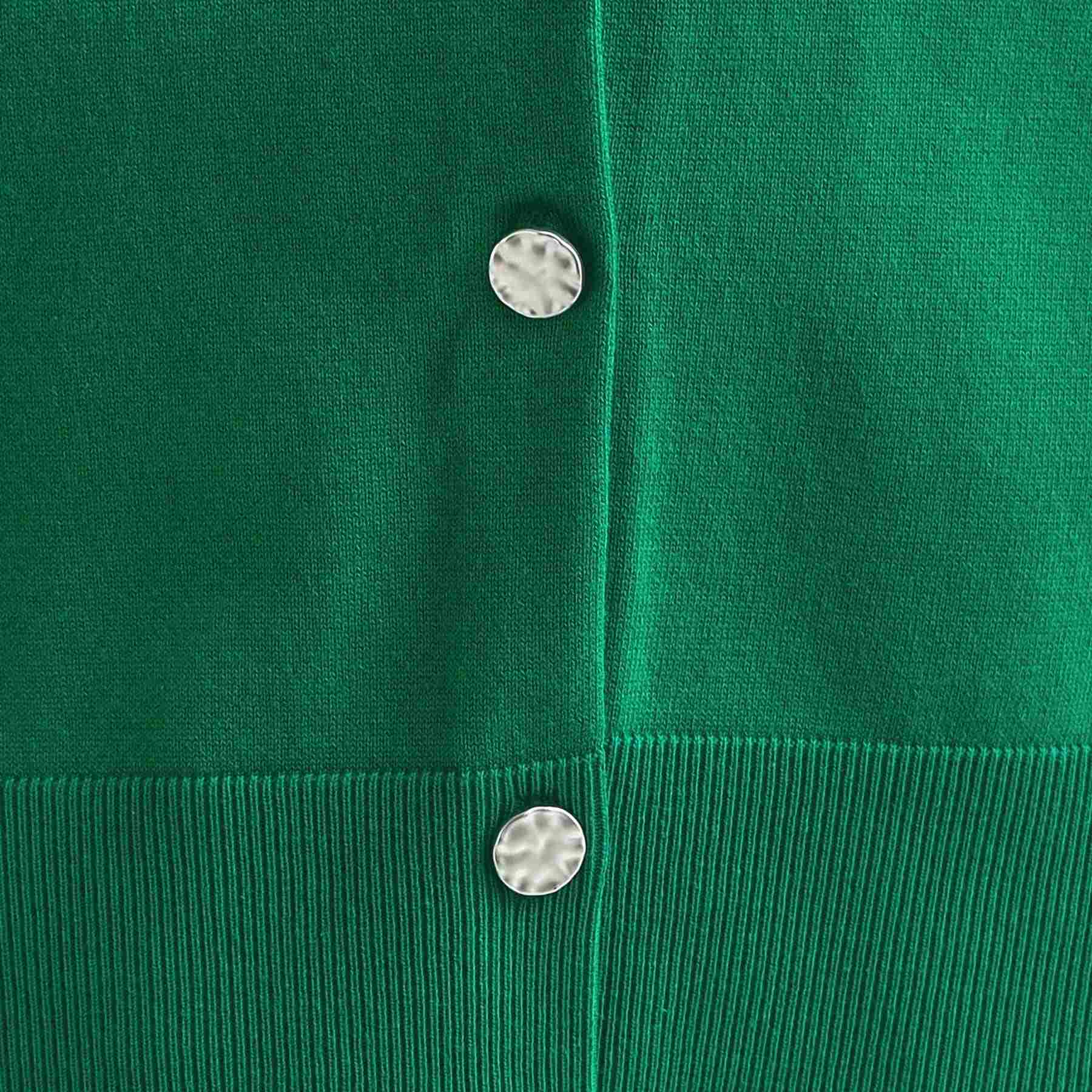 シューラルー SHOO・LA・RUE スウェットライク キーネックカーディガン (グリーン(022)) グリーン(022)