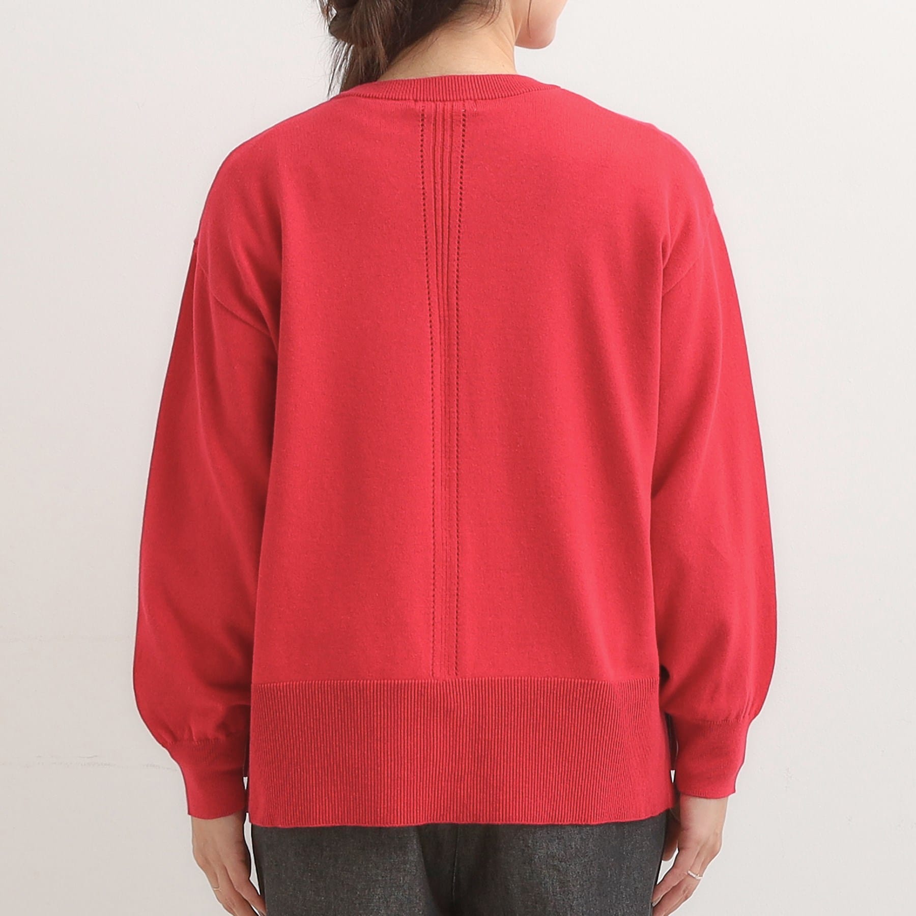 シューラルー SHOO・LA・RUE スウェットライク キーネックカーディガン (グリーン(022)) グリーン(022)