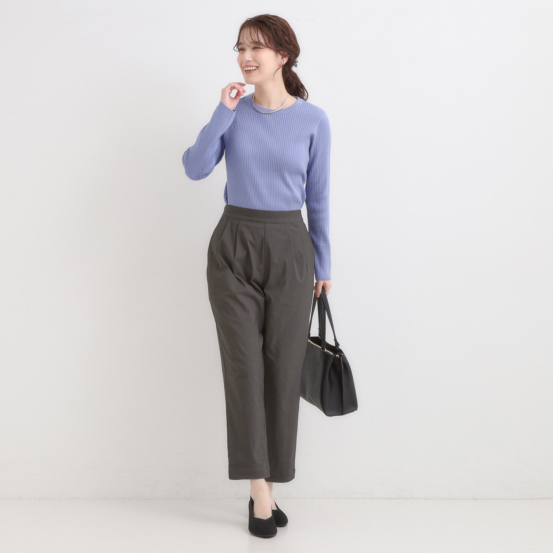 シューラルー SHOO・LA・RUE あったかハイパー裏起毛テーパード (チャコールグレー(014)) チャコールグレー(014)