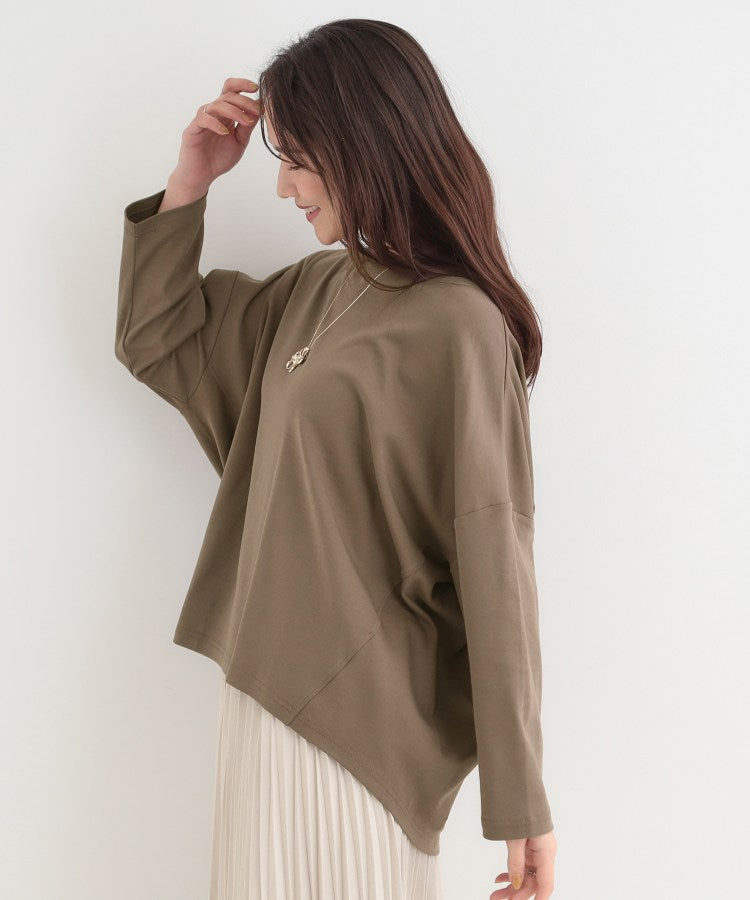 シューラルー SHOO・LA・RUE 【接触冷感、UVカット、抗菌防臭】スムース 前振りゆるトップス (ピンク(073)) ピンク(073)