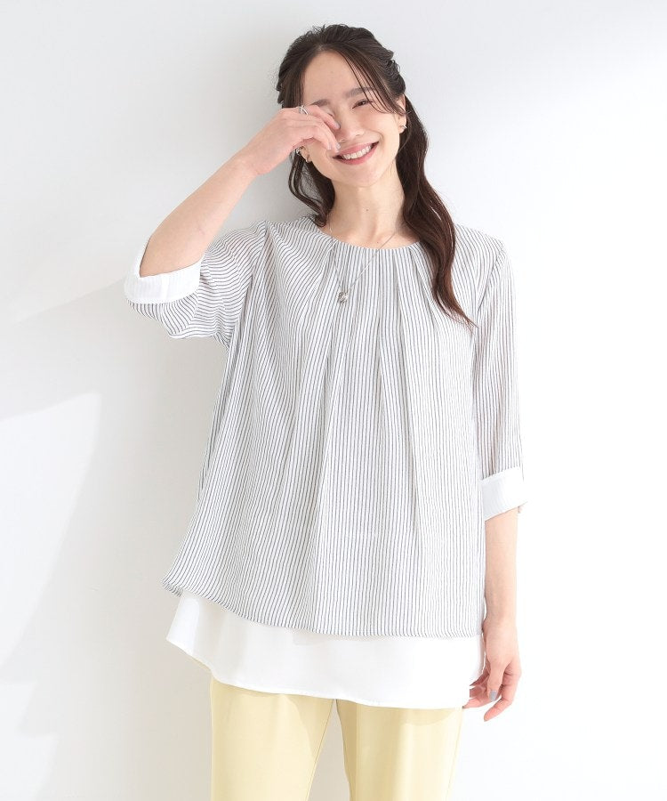 シューラルー SHOO・LA・RUE スラブレイヤードトップス (ネイビー(094)) ネイビー(094)