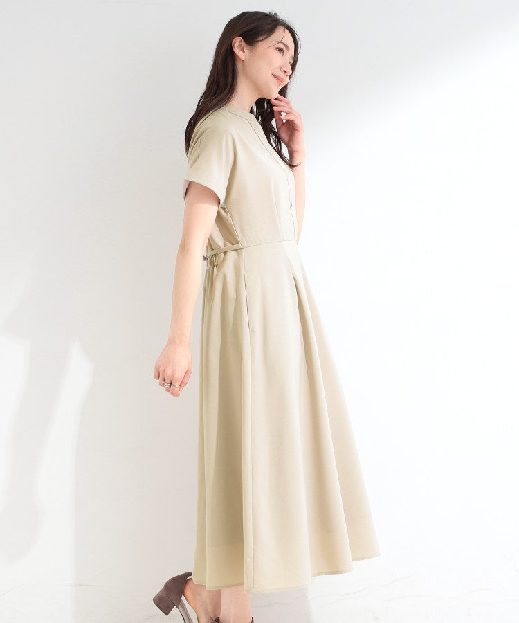 シューラルー SHOO・LA・RUE 【洗濯機可/洗濯後しわになりにくい】ウエストタックフレンチワンピース (ベージュ(052)) ベージュ(052)