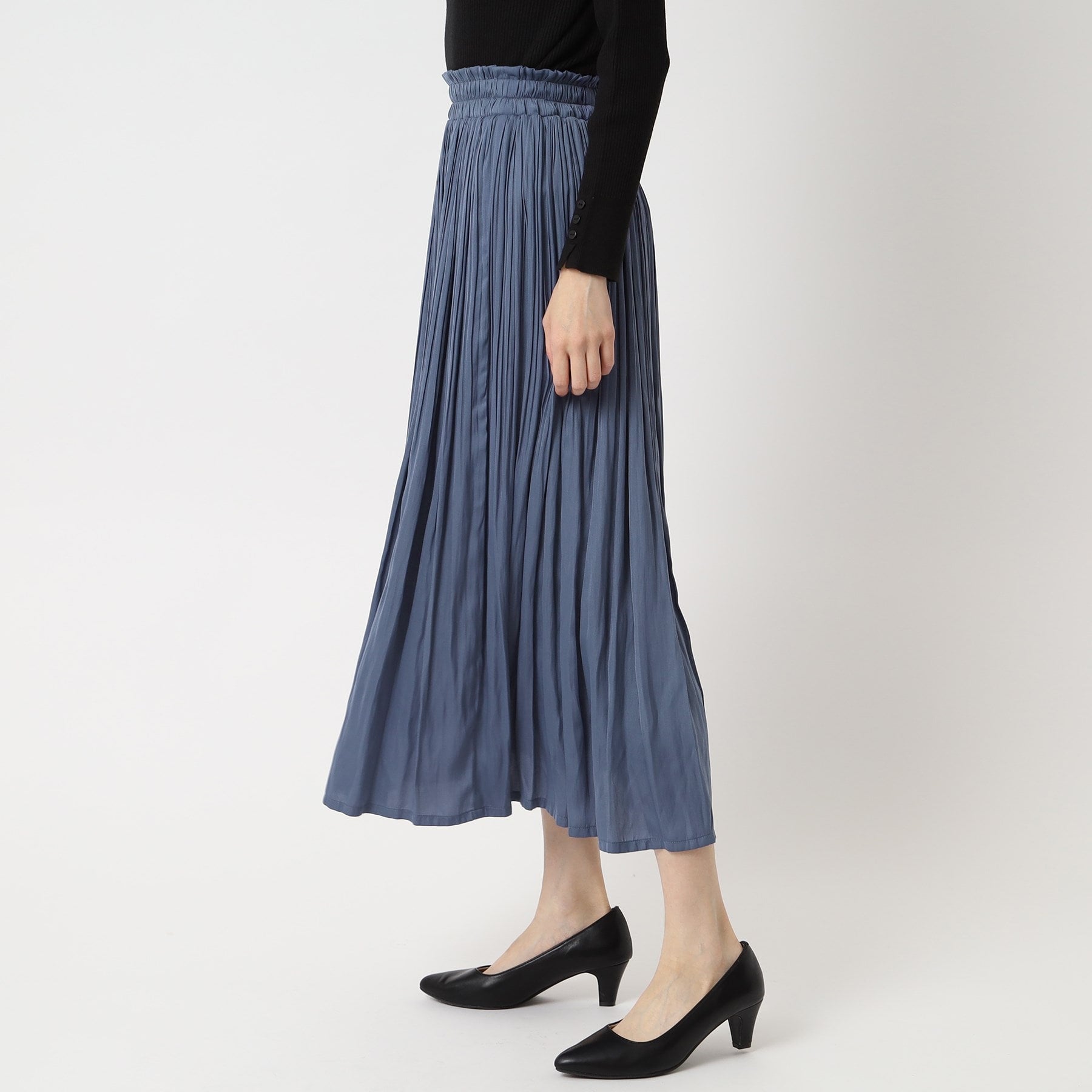 シューラルー SHOO・LA・RUE サテンプリーツスカート