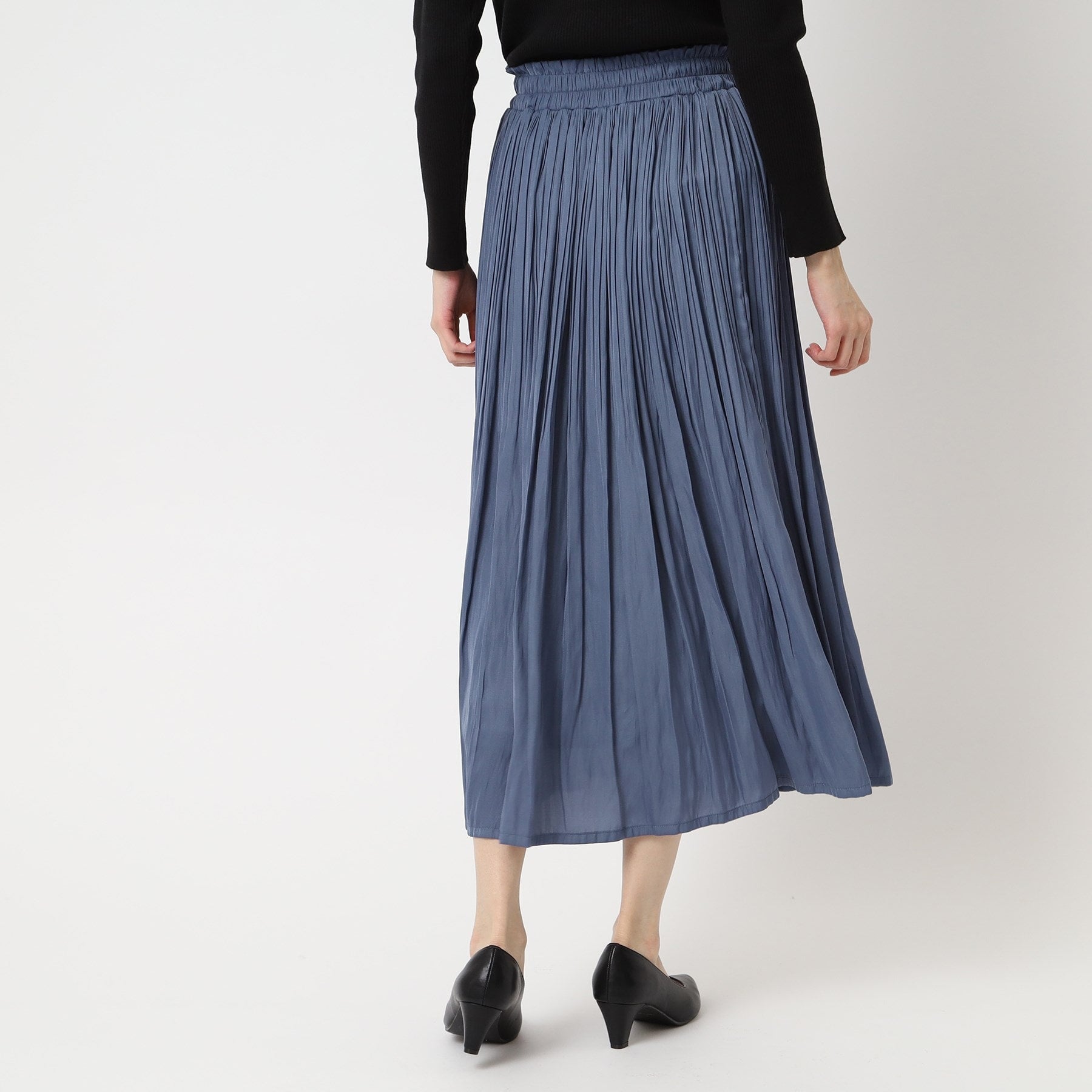 シューラルー SHOO・LA・RUE サテンプリーツスカート