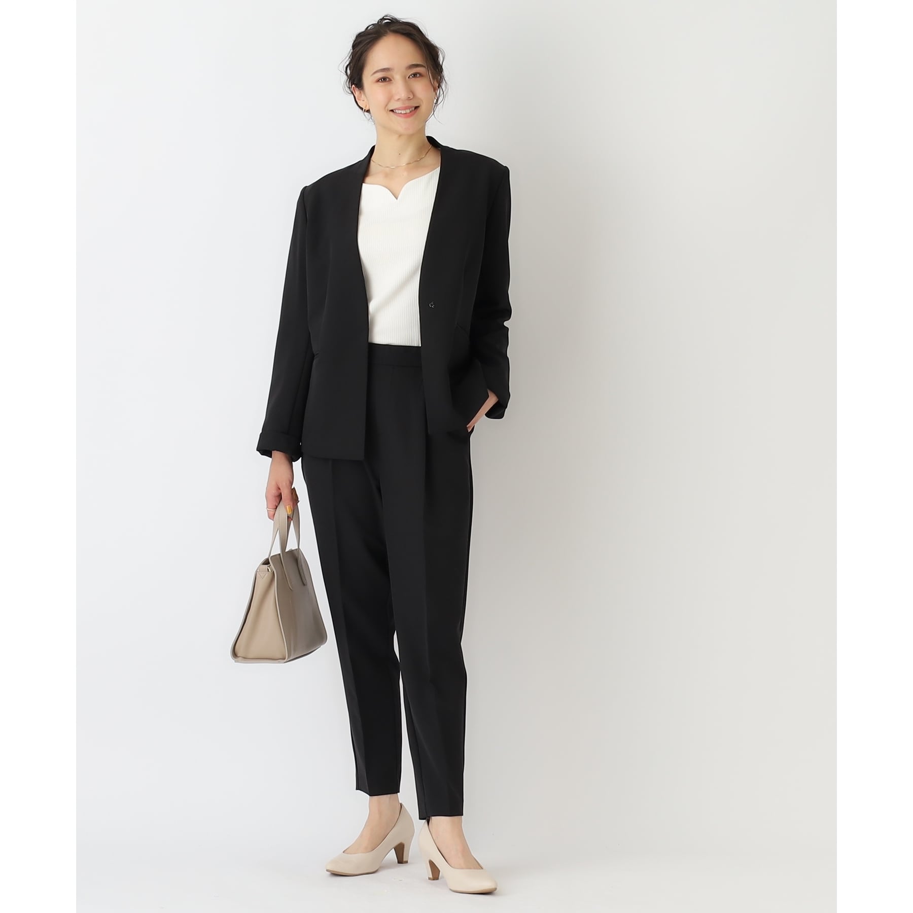 SHOO・LA・RUE Double Cross Pull-On Tapered Pants