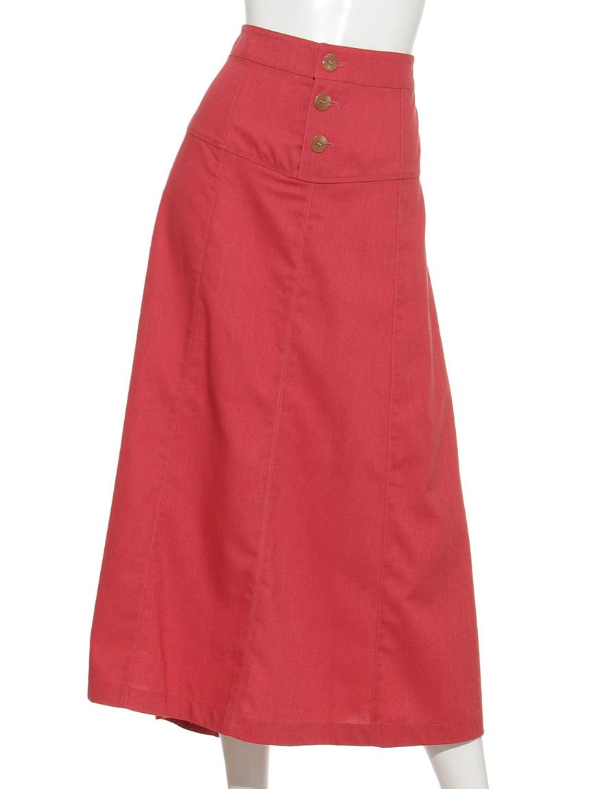 シューラルー SHOO・LA・RUE 前ボタン切り替えAラインスカート (ピンク) ピンク