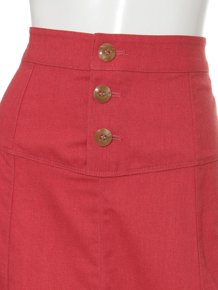 シューラルー SHOO・LA・RUE 前ボタン切り替えAラインスカート (ピンク) ピンク