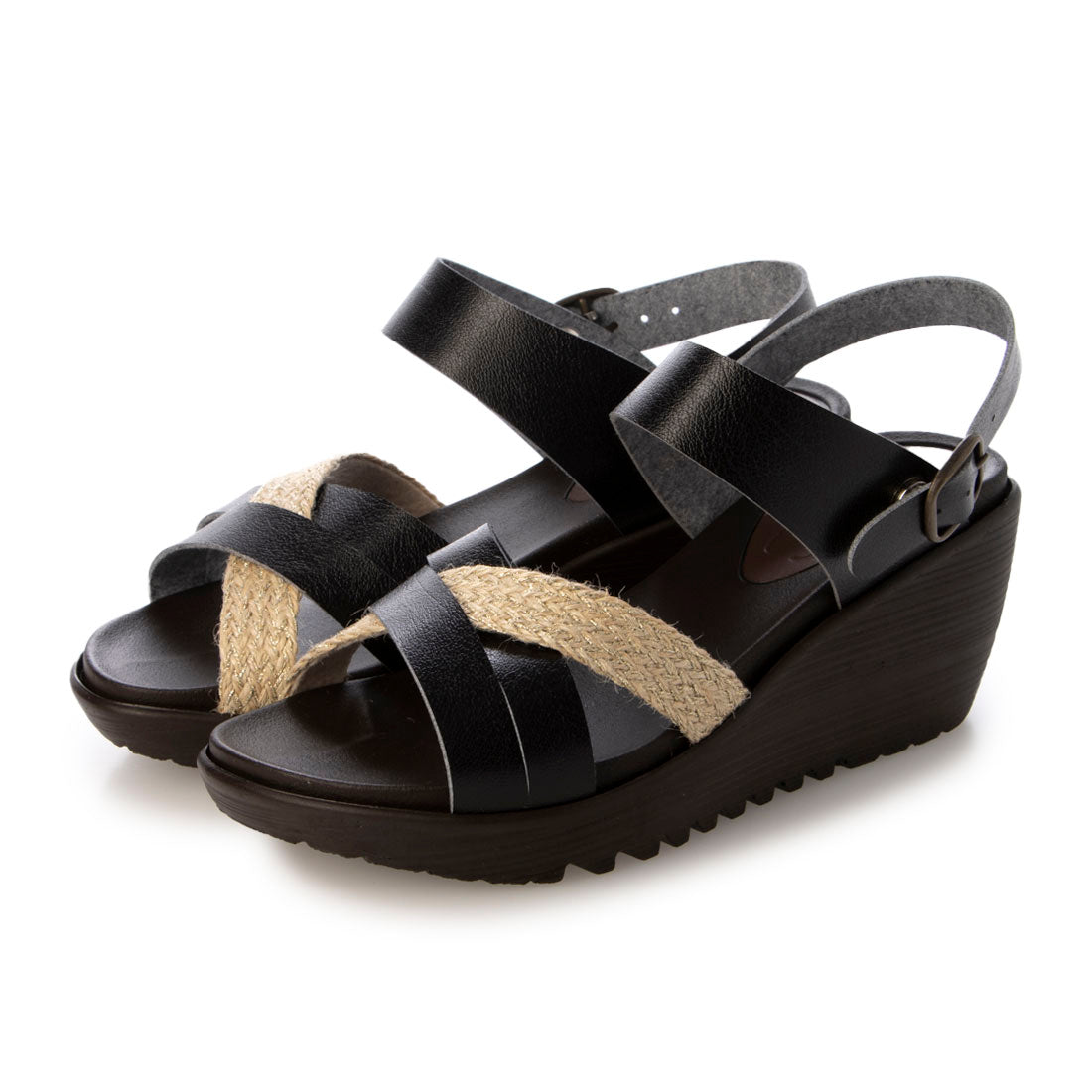 シュッテ Shutte レディースカジュアルサンダル (BLK) BLK