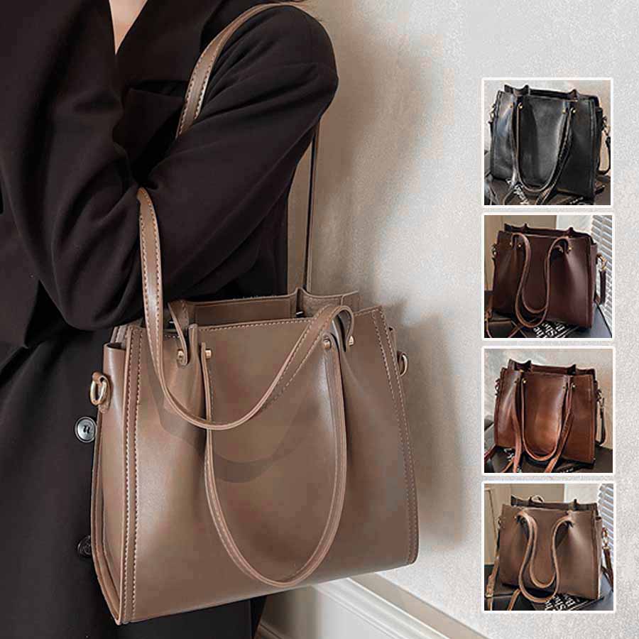 ショッピングゴー shoppinggo トートバッグ ショルダーバッグ 肩掛け BIGサイズ シンプル フェミニン お洒落 女性 大人 レディース カジュアル ばっぐ ママ 主婦 手提げバッグ ファスナー付き (ブラウン) ブラウン