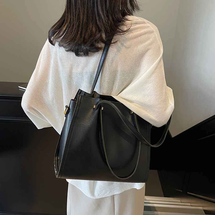 ショッピングゴー shoppinggo トートバッグ ショルダーバッグ 肩掛け BIGサイズ シンプル フェミニン お洒落 女性 大人 レディース カジュアル ばっぐ ママ 主婦 手提げバッグ ファスナー付き (ブラウン) ブラウン