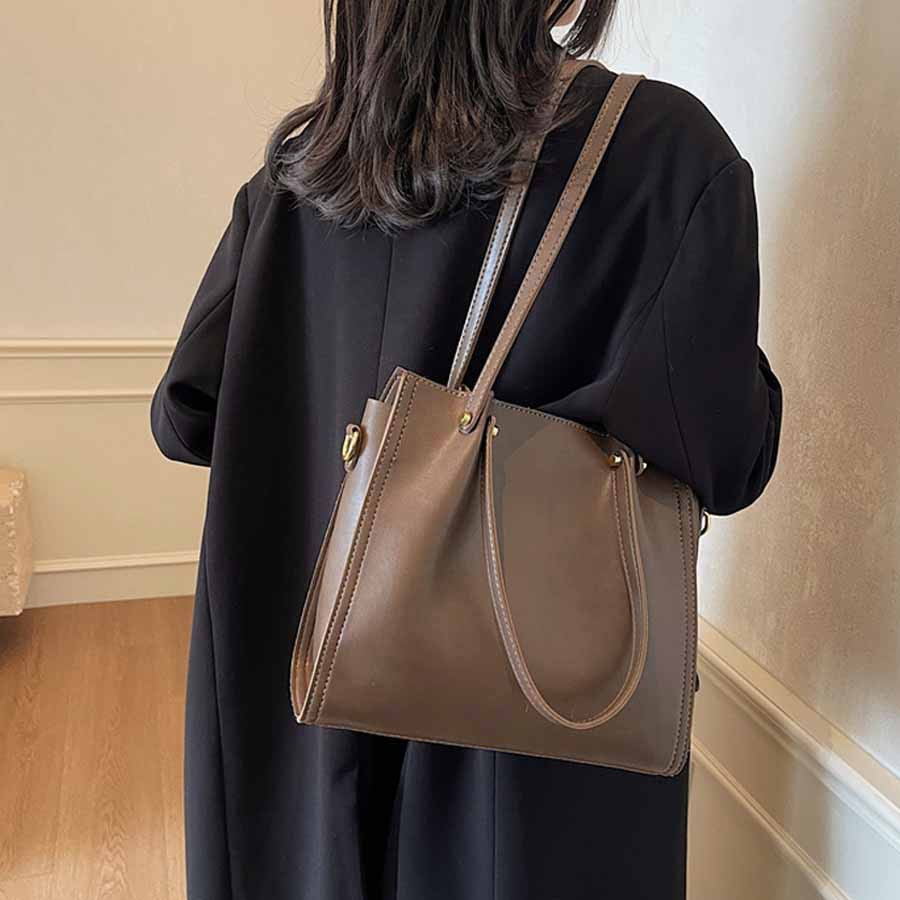 ショッピングゴー shoppinggo トートバッグ ショルダーバッグ 肩掛け BIGサイズ シンプル フェミニン お洒落 女性 大人 レディース カジュアル ばっぐ ママ 主婦 手提げバッグ ファスナー付き (ベージュ) ベージュ