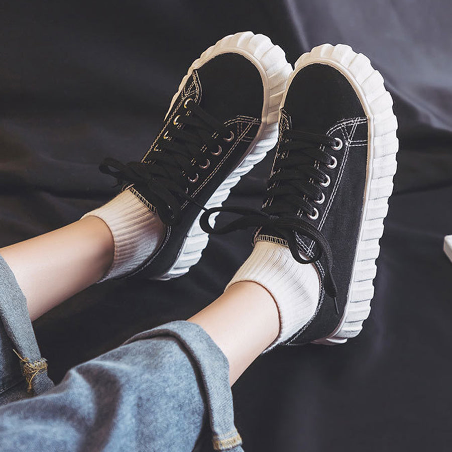 ショッピングゴー shoppinggo キャンバススニーカー キャンバスシューズ 幅広 軽量 男女兼用 レースアップ 通学 学生 靴 シンプル カジュアル ローカット 人気 い痛くない,ブラック