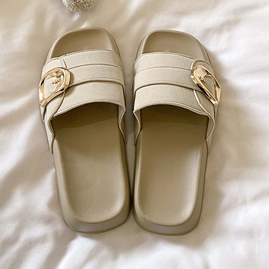 ショッピングゴー shoppinggo サンダル レディース スリッパ 履きやすい フラットサンダル ミュール 美脚 ぺたんこ 夏サンダル (キャメル) キャメル