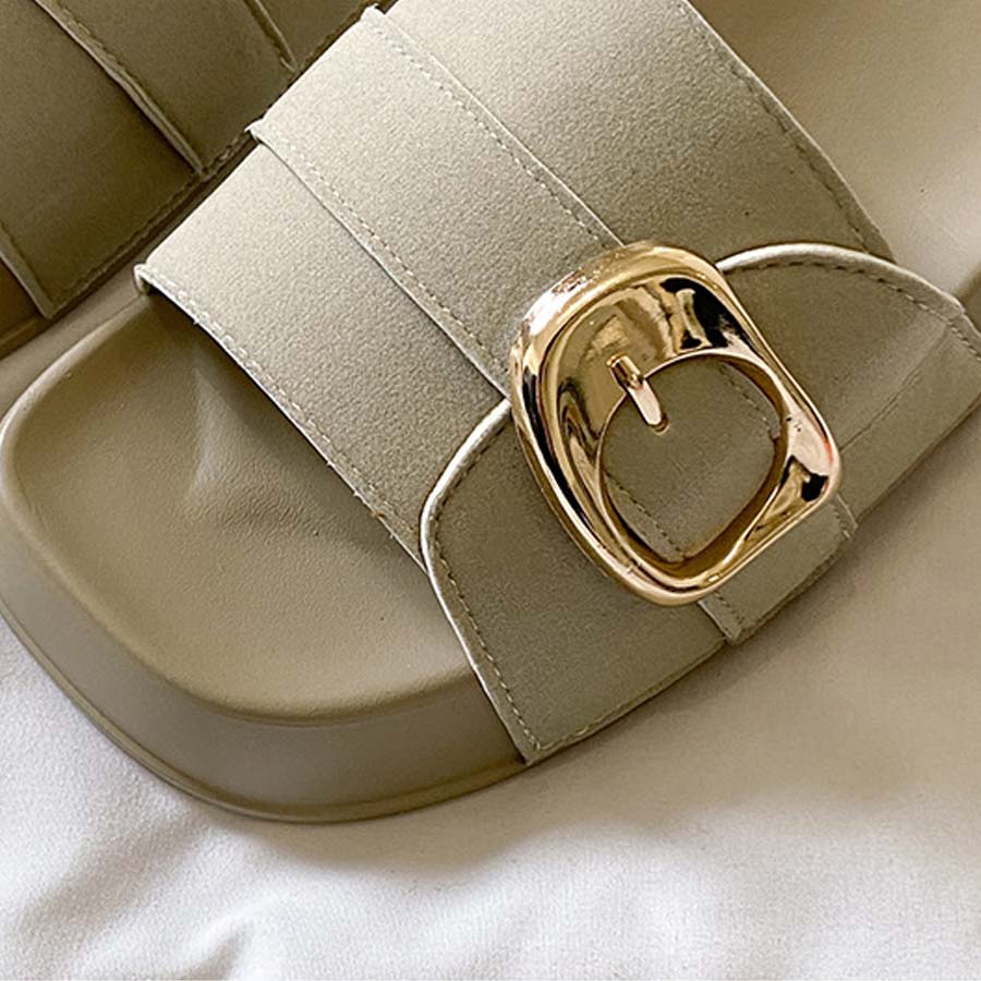 ショッピングゴー shoppinggo サンダル レディース スリッパ 履きやすい フラットサンダル ミュール 美脚 ぺたんこ 夏サンダル (キャメル) キャメル