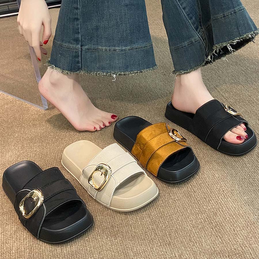 ショッピングゴー shoppinggo サンダル レディース スリッパ 履きやすい フラットサンダル ミュール 美脚 ぺたんこ 夏サンダル (キャメル) キャメル