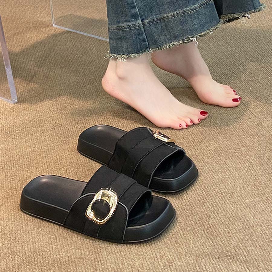 ショッピングゴー shoppinggo サンダル レディース スリッパ 履きやすい フラットサンダル ミュール 美脚 ぺたんこ 夏サンダル (キャメル) キャメル