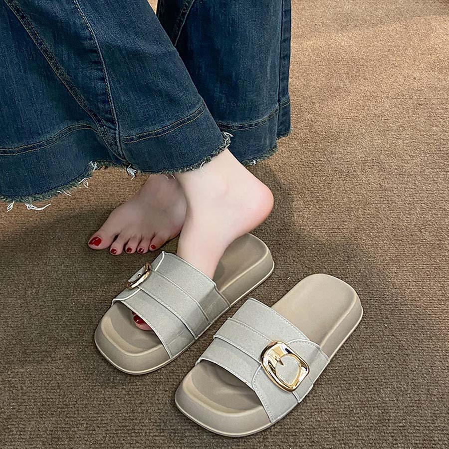 ショッピングゴー shoppinggo サンダル レディース スリッパ 履きやすい フラットサンダル ミュール 美脚 ぺたんこ 夏サンダル (キャメル) キャメル