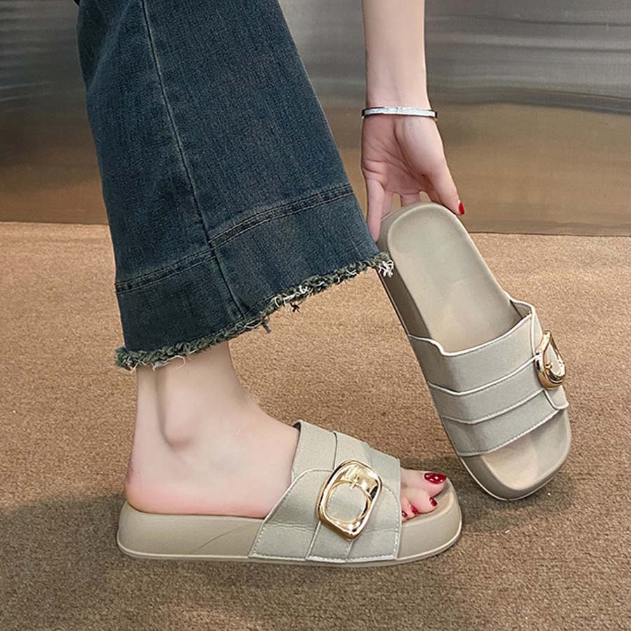 ショッピングゴー shoppinggo サンダル レディース スリッパ 履きやすい フラットサンダル ミュール 美脚 ぺたんこ 夏サンダル (キャメル) キャメル