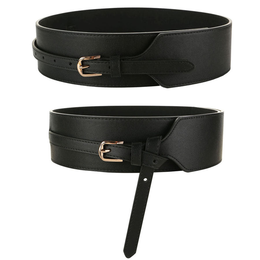 ショッピングゴー shoppinggo ベルト レディース カラーベルト 太 幅広 本革風 黒 ブラック ブラウン レザー調 サイズ調整可能 おしゃれ カジュアル シンプル ジーンズ