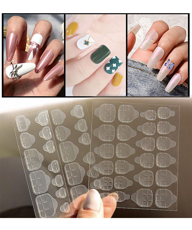 ショッピングゴー shoppinggo ネイルチップ用 ネイル両面接着剤 強力 両面テープ グミタイプ 透明 両面シール ネイルチップ用 つけ爪用120枚【返品不可商品】