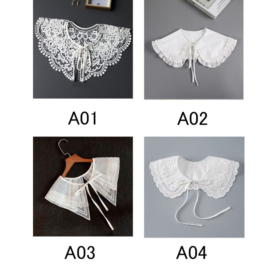 ショッピングゴー shoppinggo つけ襟 レディース ホワイト レース アイレット刺繍 シャツ shirt 付け衿 フェミニン ガーリー レイヤード オールシーズン 重ね着