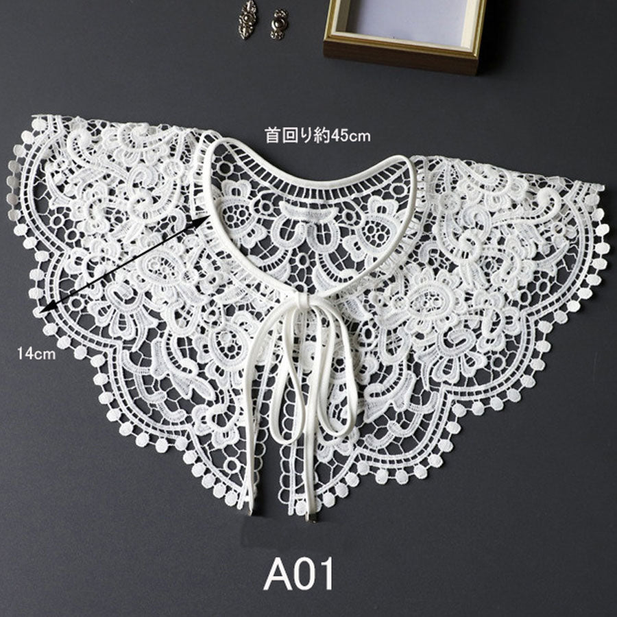 ショッピングゴー shoppinggo つけ襟 レディース ホワイト レース アイレット刺繍 シャツ shirt 付け衿 フェミニン ガーリー レイヤード オールシーズン 重ね着