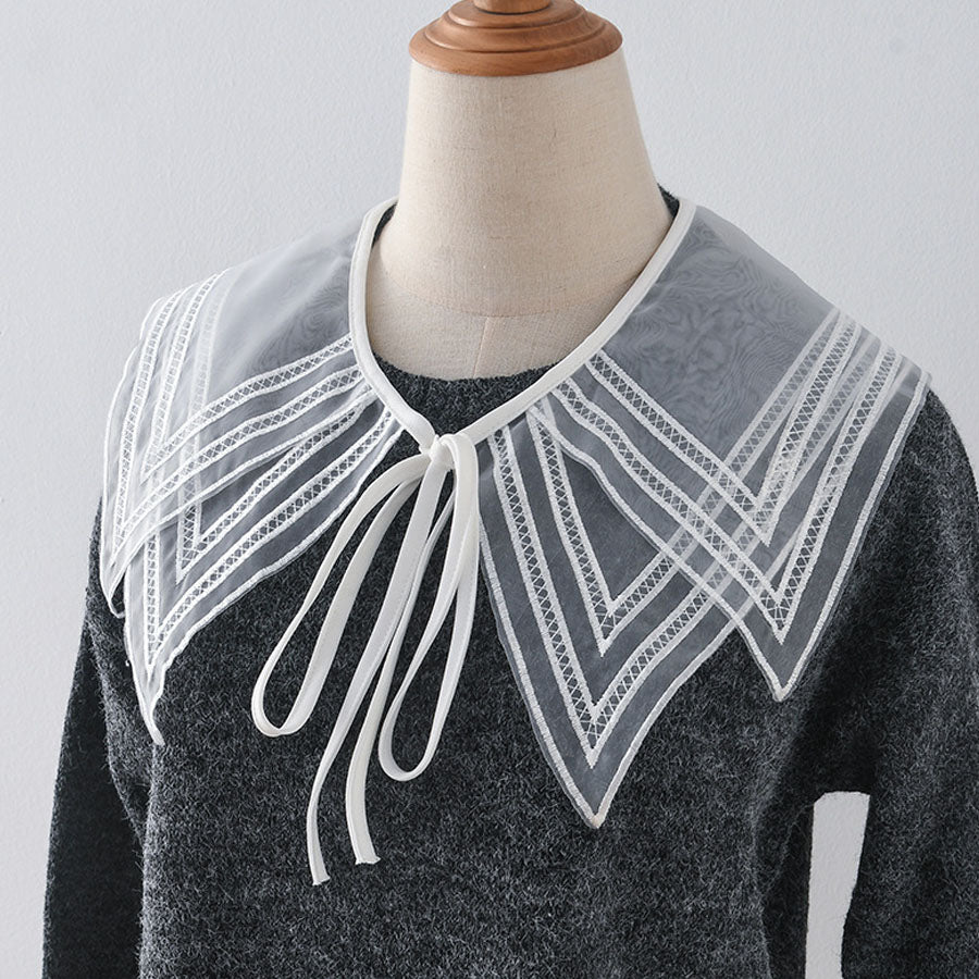 ショッピングゴー shoppinggo つけ襟 レディース ホワイト レース アイレット刺繍 シャツ shirt 付け衿 フェミニン ガーリー レイヤード オールシーズン 重ね着