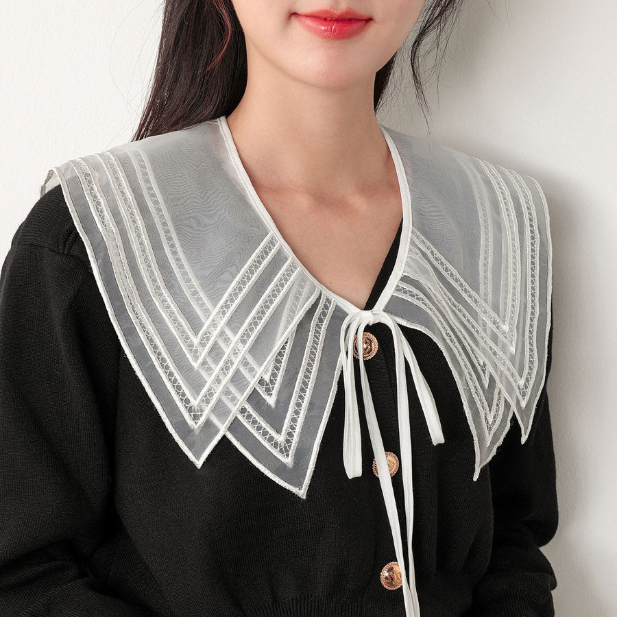 ショッピングゴー shoppinggo つけ襟 レディース ホワイト レース アイレット刺繍 シャツ shirt 付け衿 フェミニン ガーリー レイヤード オールシーズン 重ね着